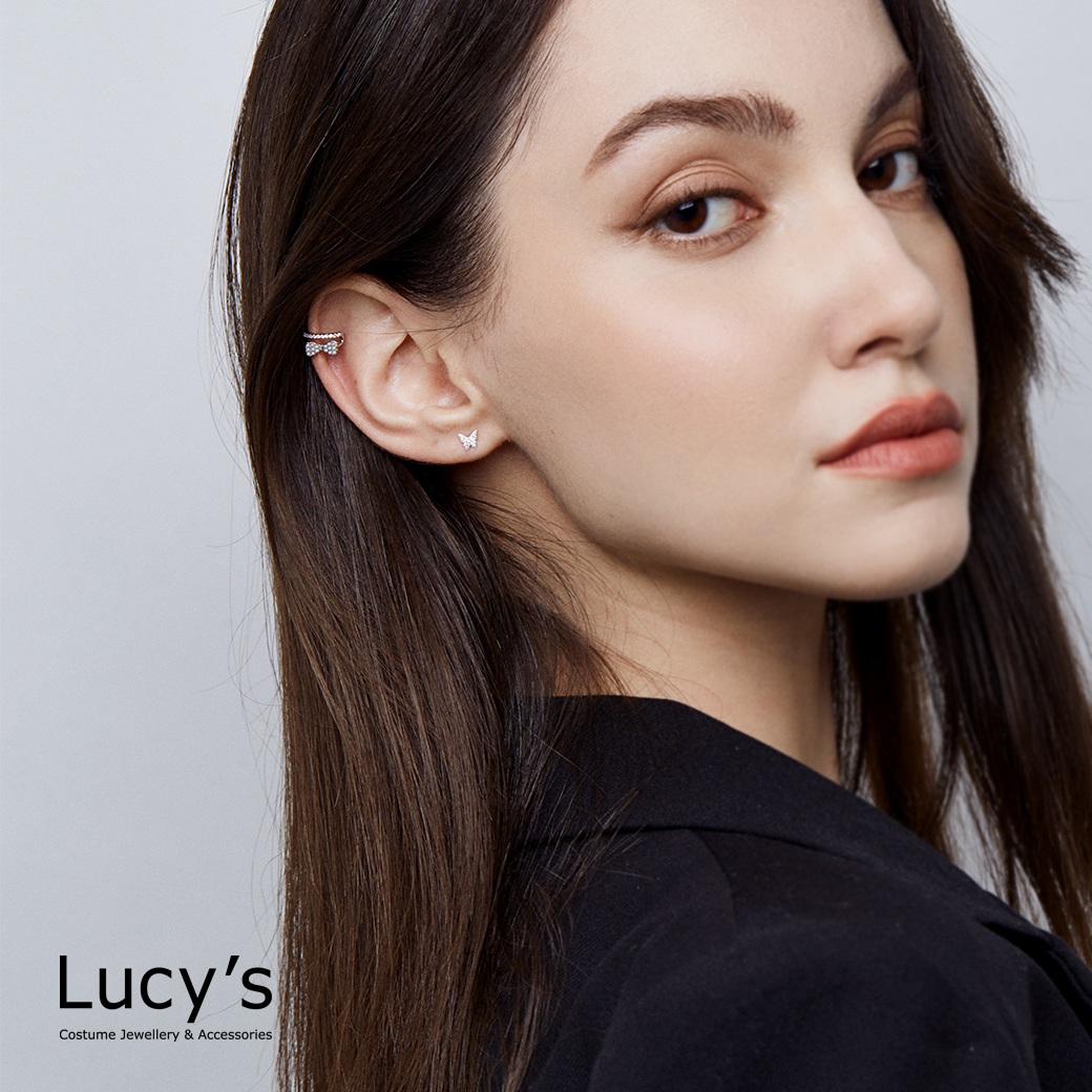 珍珠蝴蝶結 耳骨夾 (三色) (114018/114019/114020)