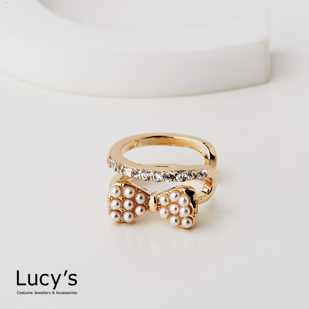 珍珠蝴蝶結 耳骨夾 (三色) (114018/114019/114020)