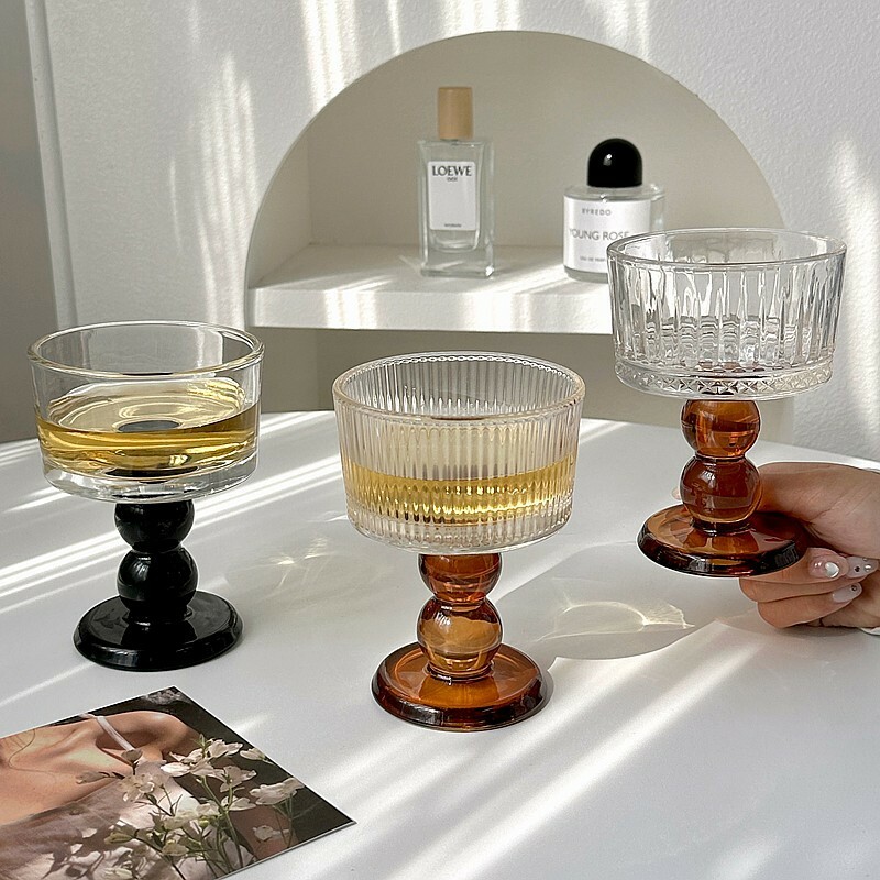《3938》復古氛圍感高腳玻璃杯