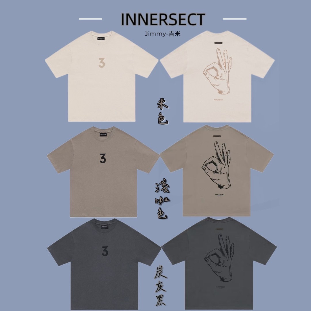 【雙十一優惠】 INNERSECT 三生萬物數字手勢字母印花短袖T恤 男女同款 INN23SSTTE17