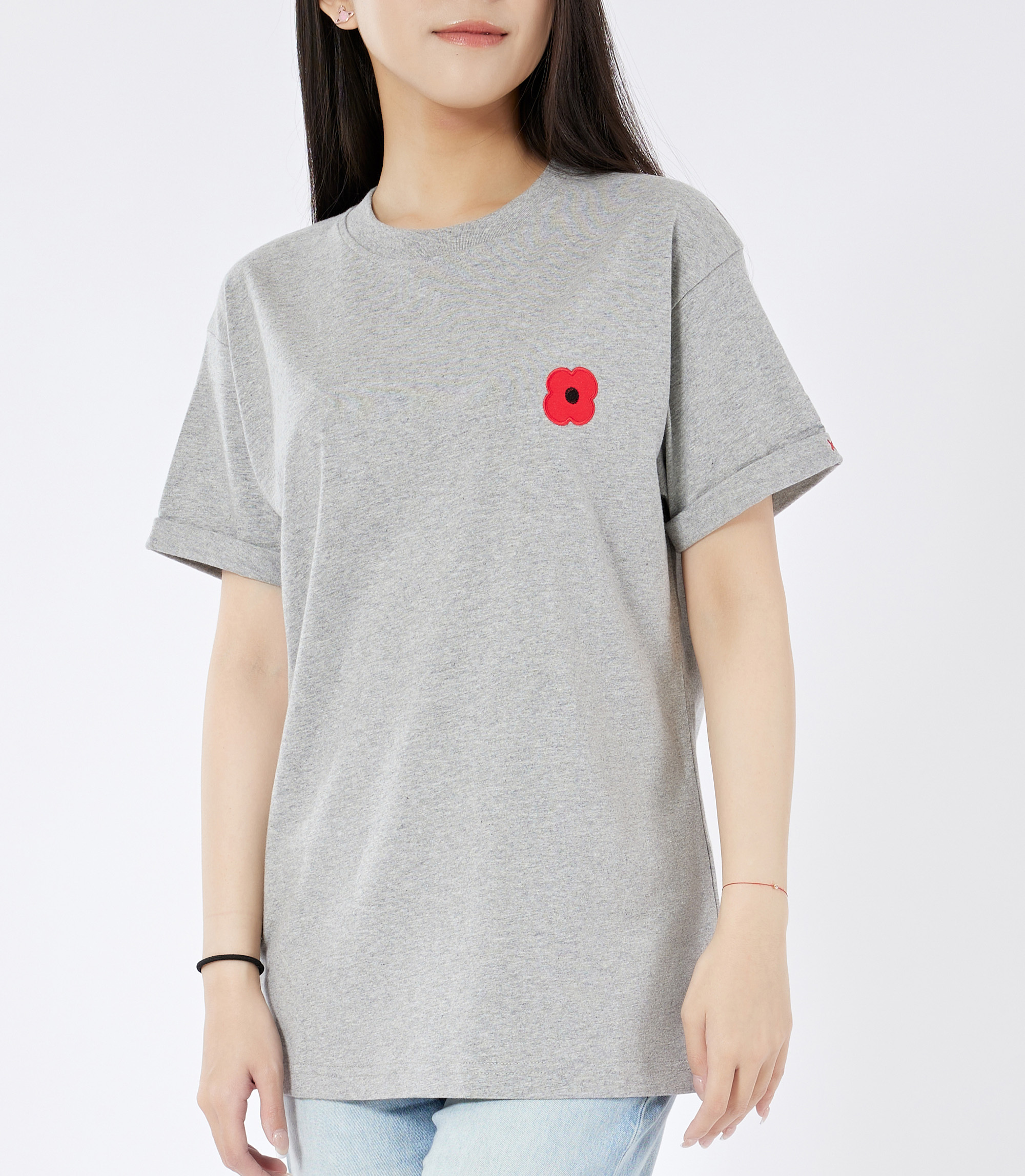 Monsieur Coquelicot 經典罌粟花純棉短袖T恤 (灰)