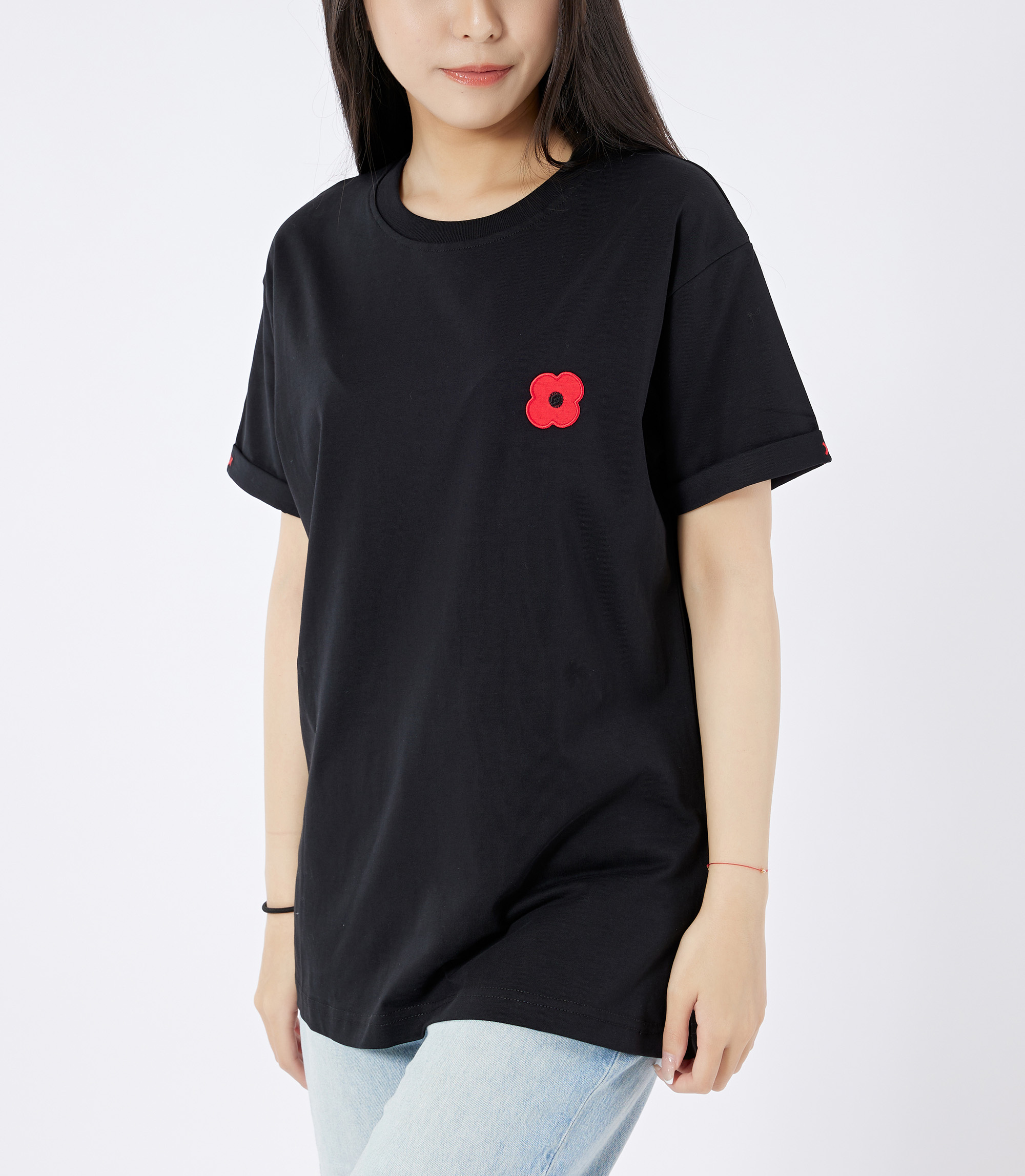 Monsieur Coquelicot 經典罌粟花純棉短袖T恤 (黑)