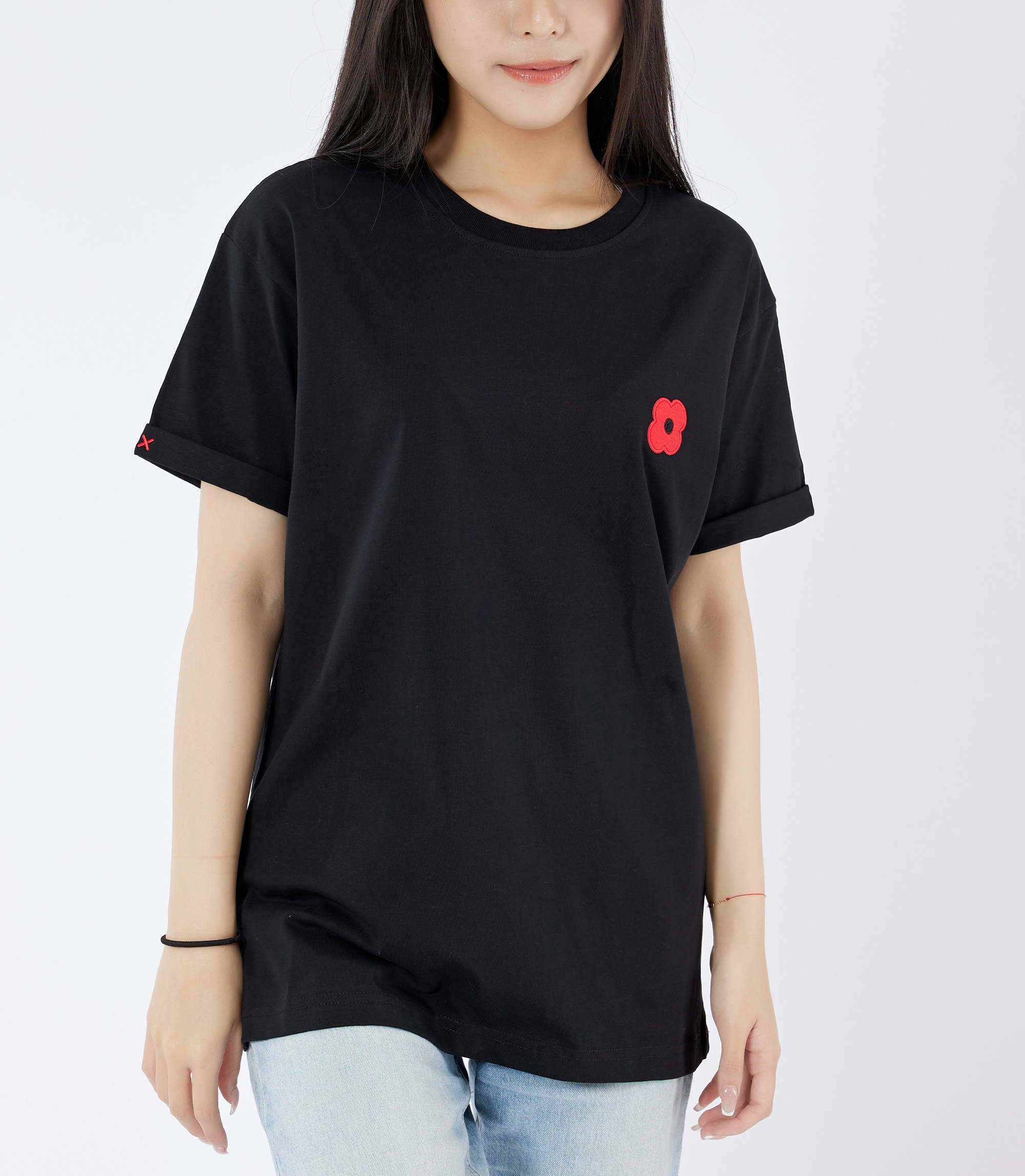 Monsieur Coquelicot 經典罌粟花純棉短袖T恤 (黑)