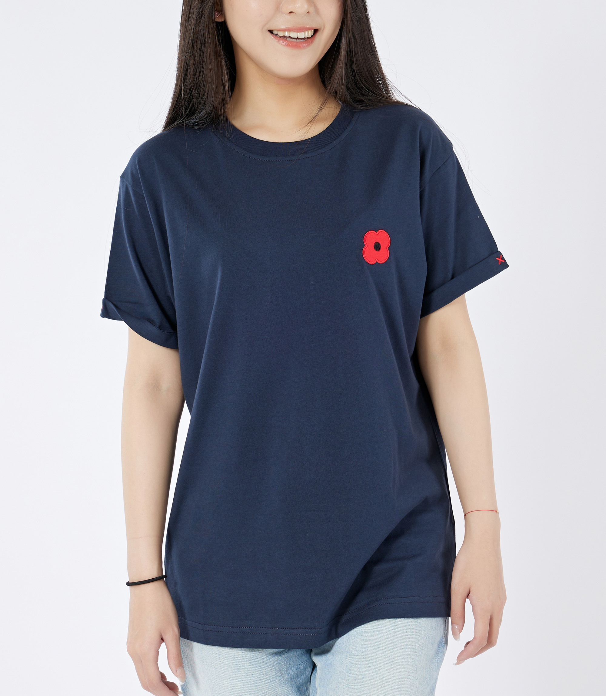 Monsieur Coquelicot 經典罌粟花純棉短袖T恤 (藍)