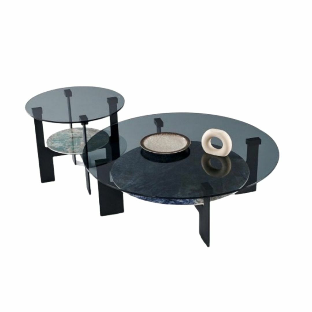 亞馬遜藍︱岩板灰玻璃茶几組