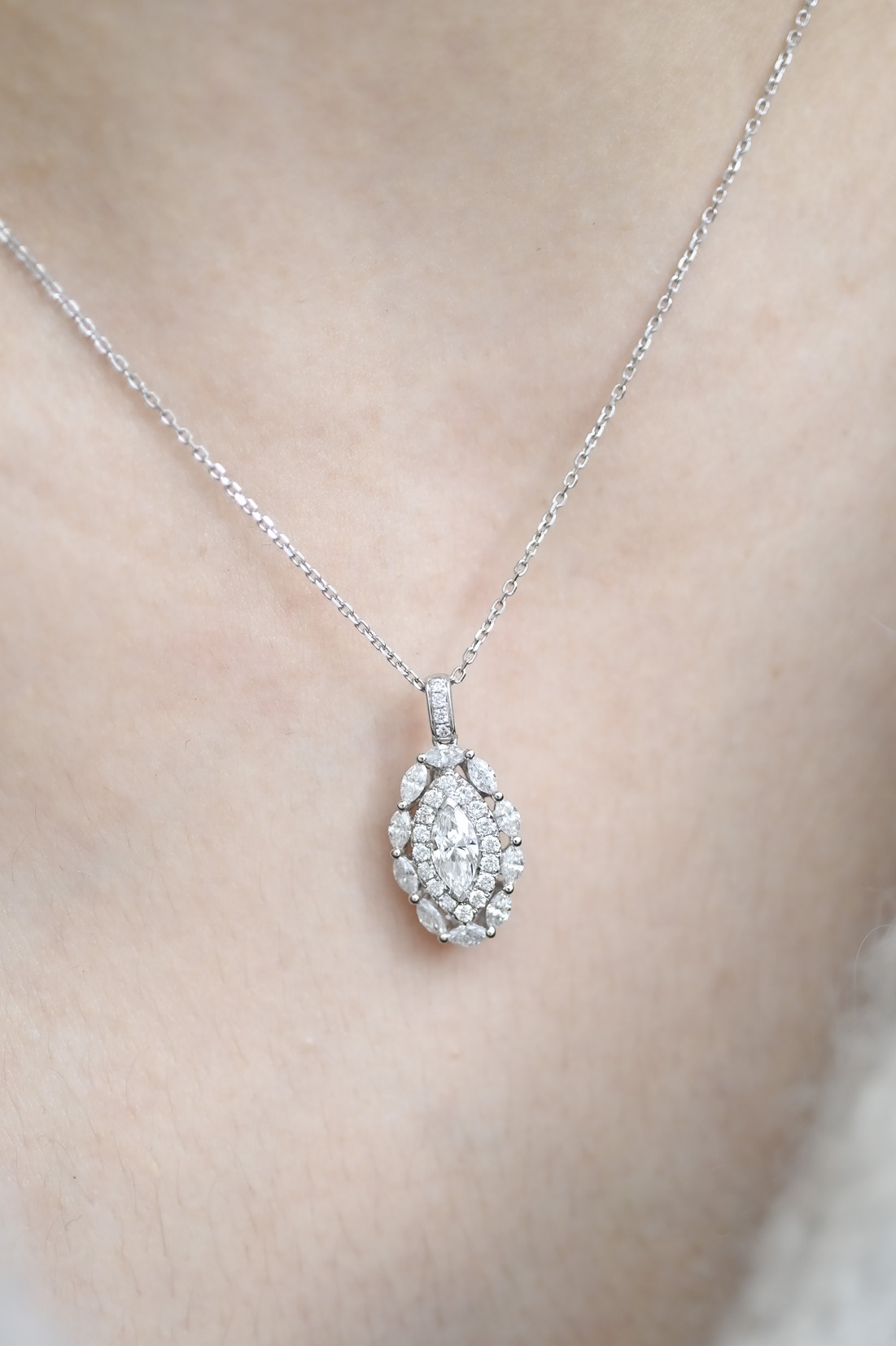18K Marquise Diamond Necklace