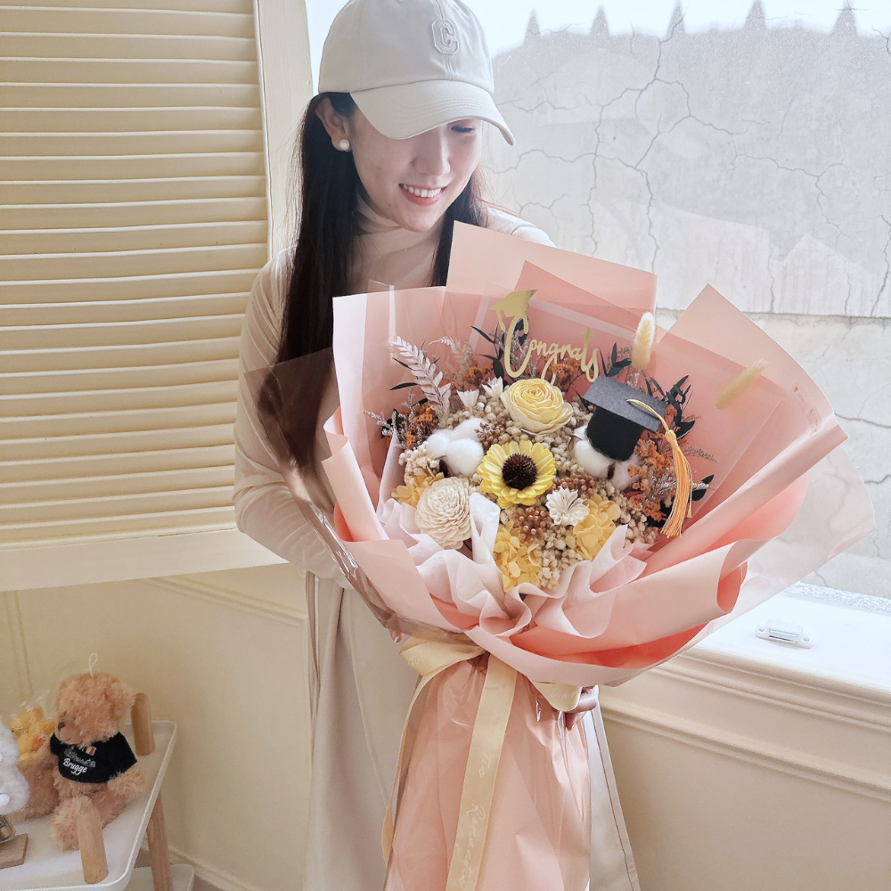 經典向日葵畢業花束 / 粉色包裝