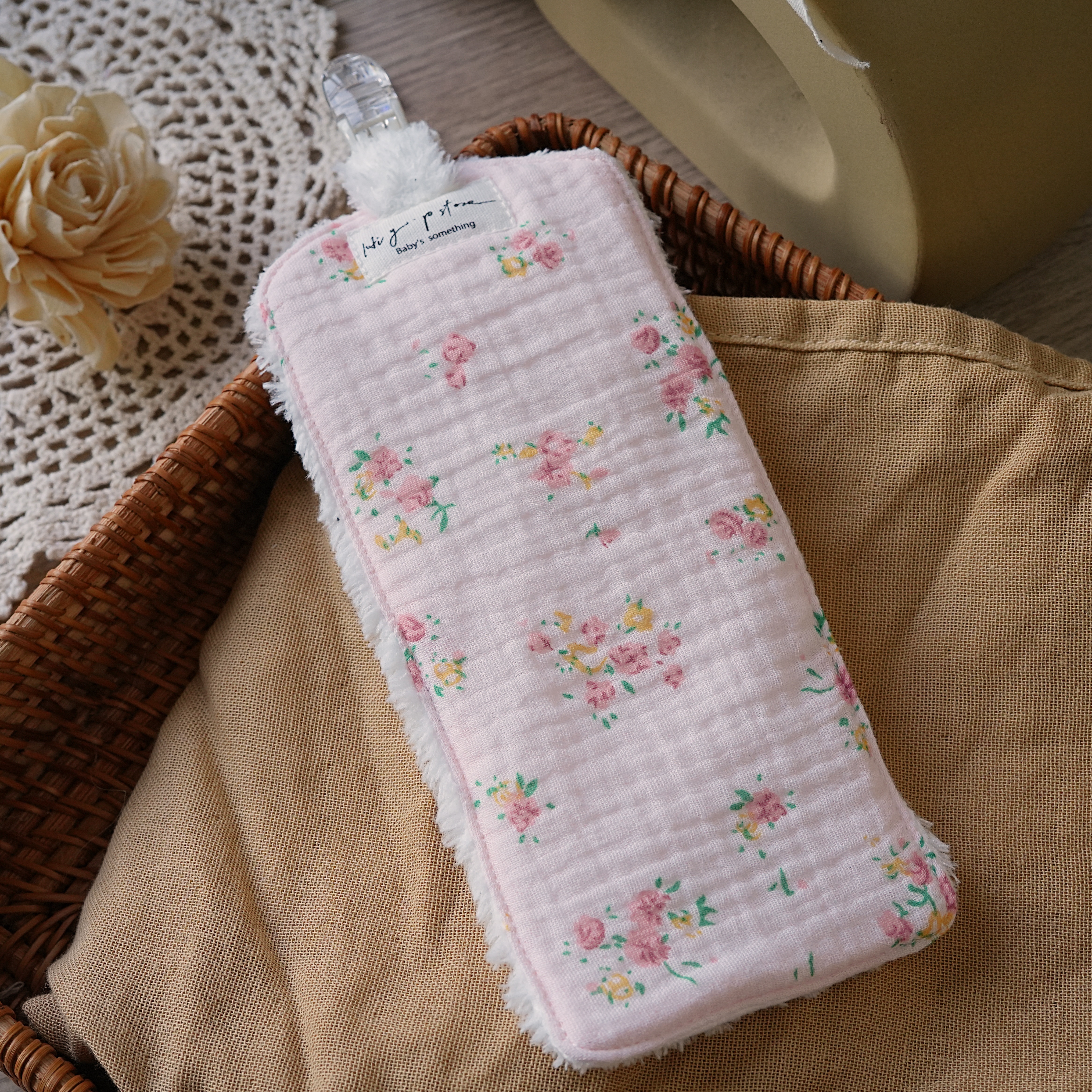 Hi Y.P store-手作手帕夾-星鑽粉花