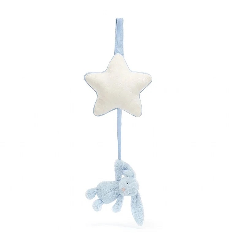 JELLYCAT Bashful Baby Blue Bunny Star Musical Pull