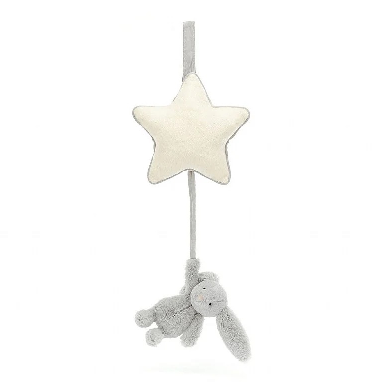 JELLYCAT Bashful Silver Bunny Star Musical Pull