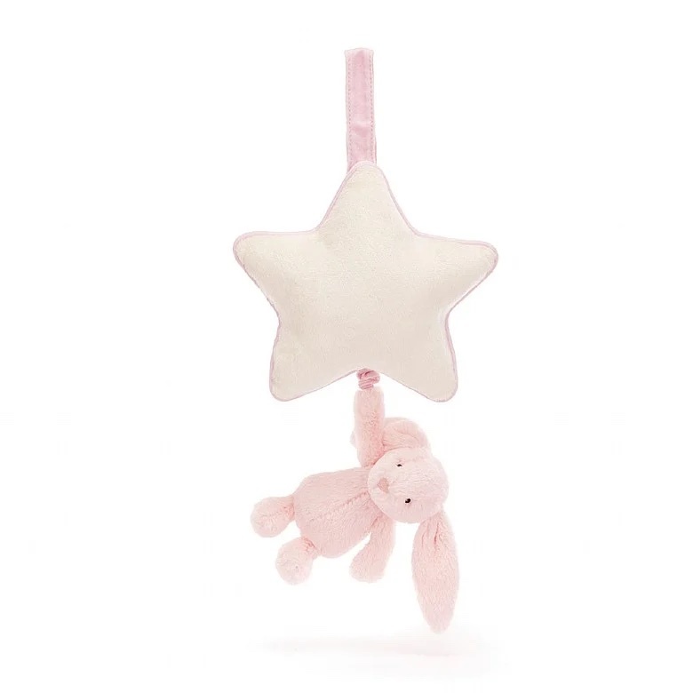 JELLYCAT Bashful Baby Pink Bunny Star Musical Pull