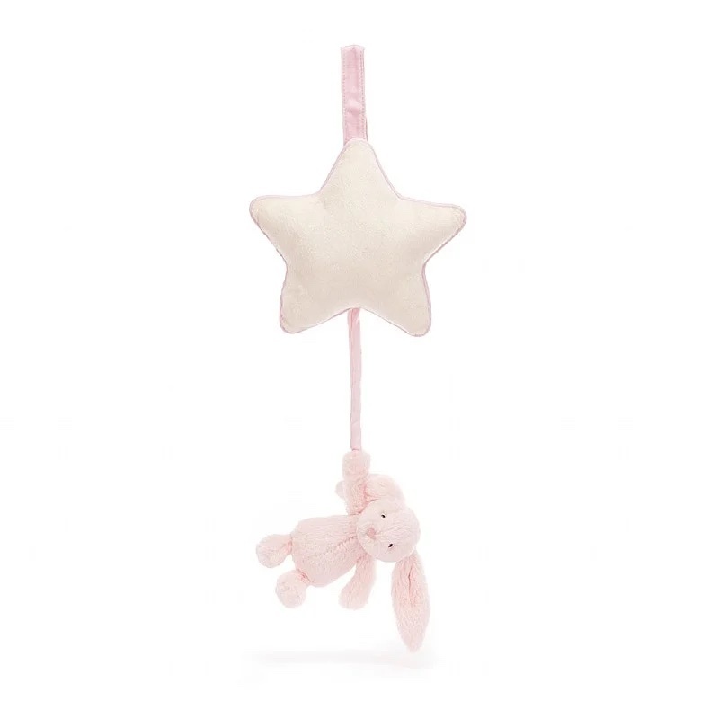 JELLYCAT Bashful Baby Pink Bunny Star Musical Pull