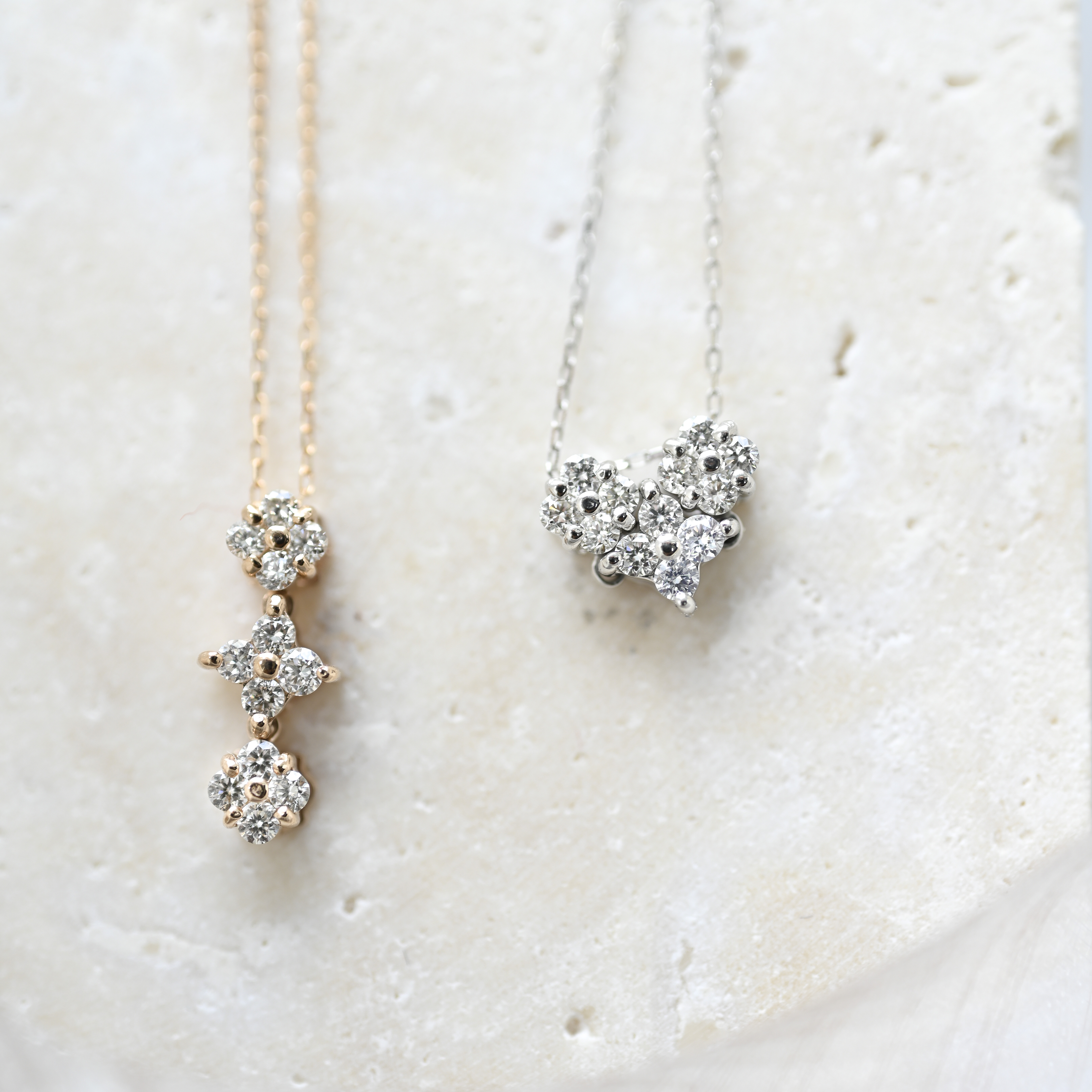 18K Two-way hearty Diamond Necklace