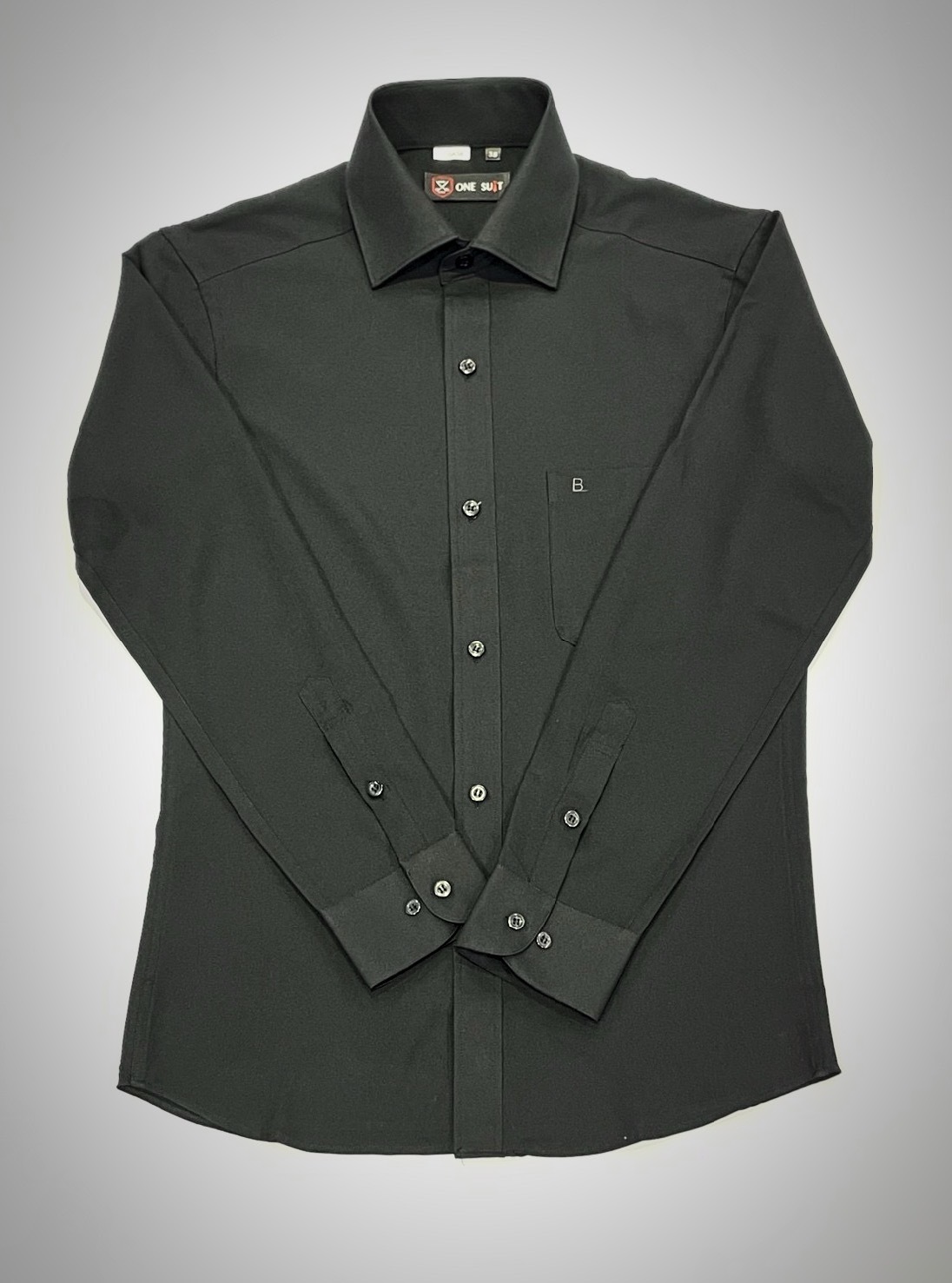 素色彈性黑襯衫5