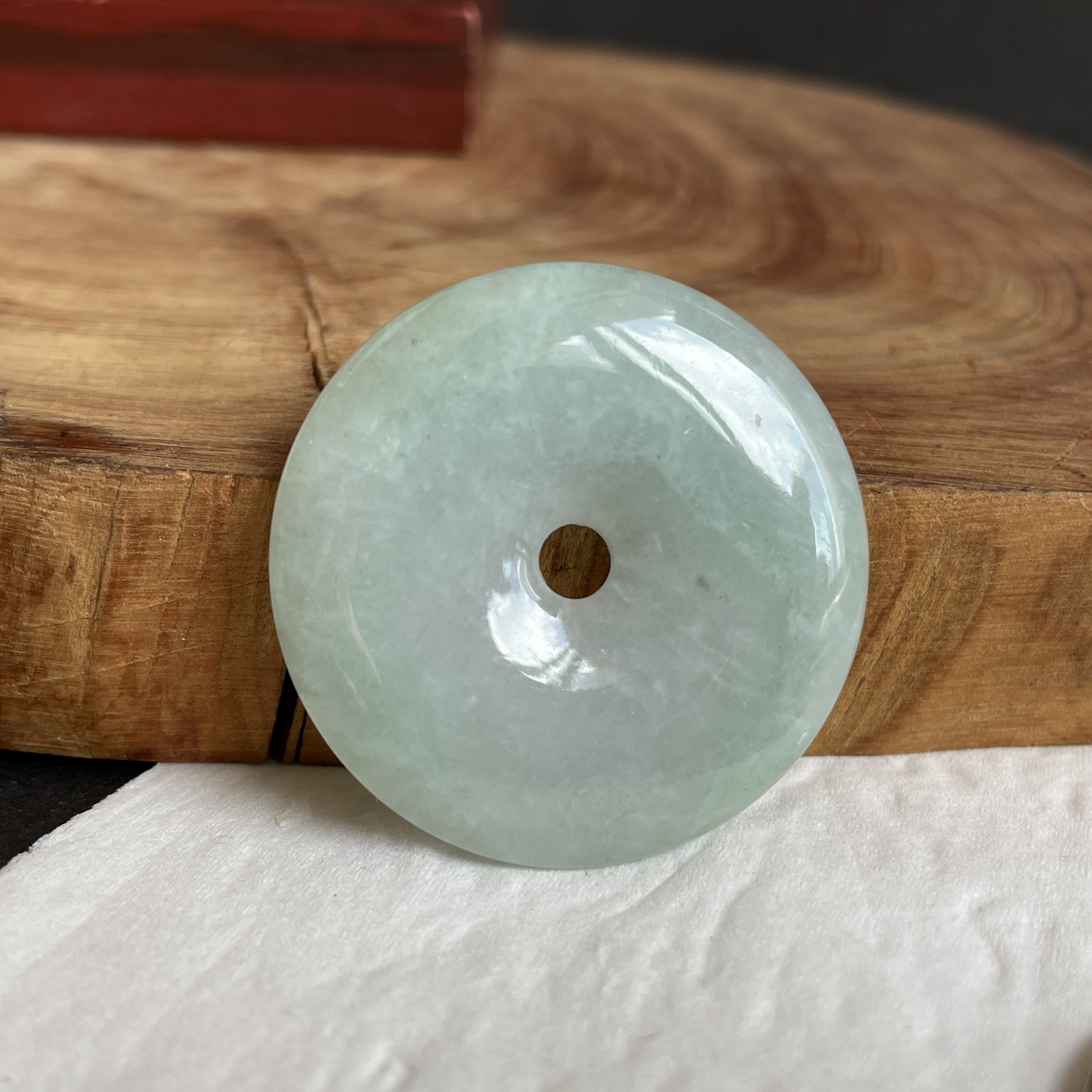 翡翠冰糯果綠大平安扣 (35.6mm直徑),天然翡翠A玉, 緬甸玉, Jade, Jadeite