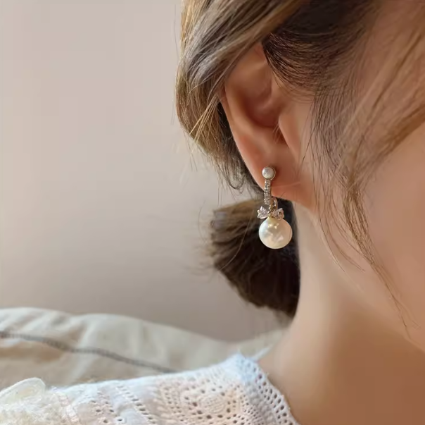 Sweet French Bow Pearl Earrings