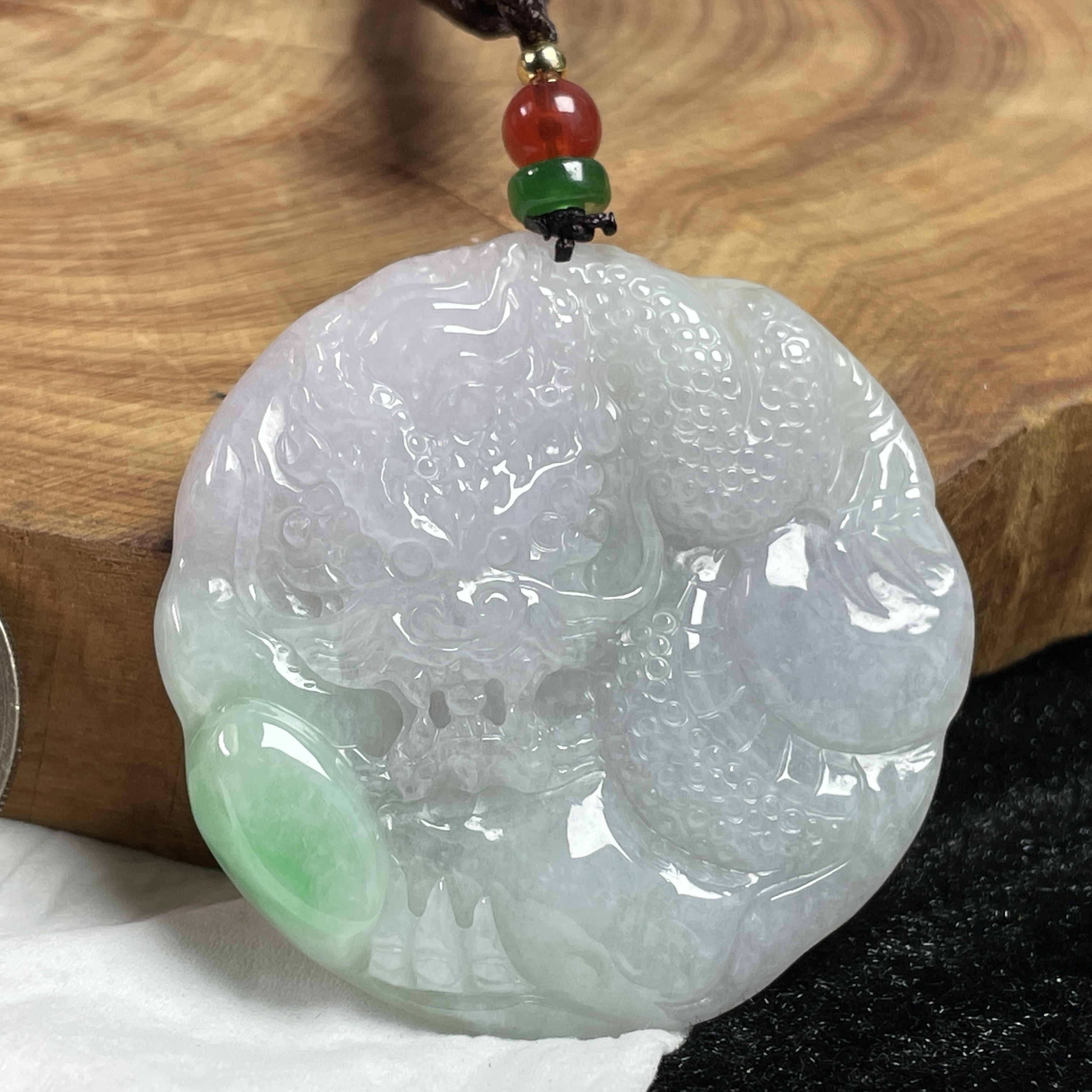 翡翠冰糯白飄綠龍牌玉墜,天然翡翠A玉, 緬甸玉, Jade, Jadeite