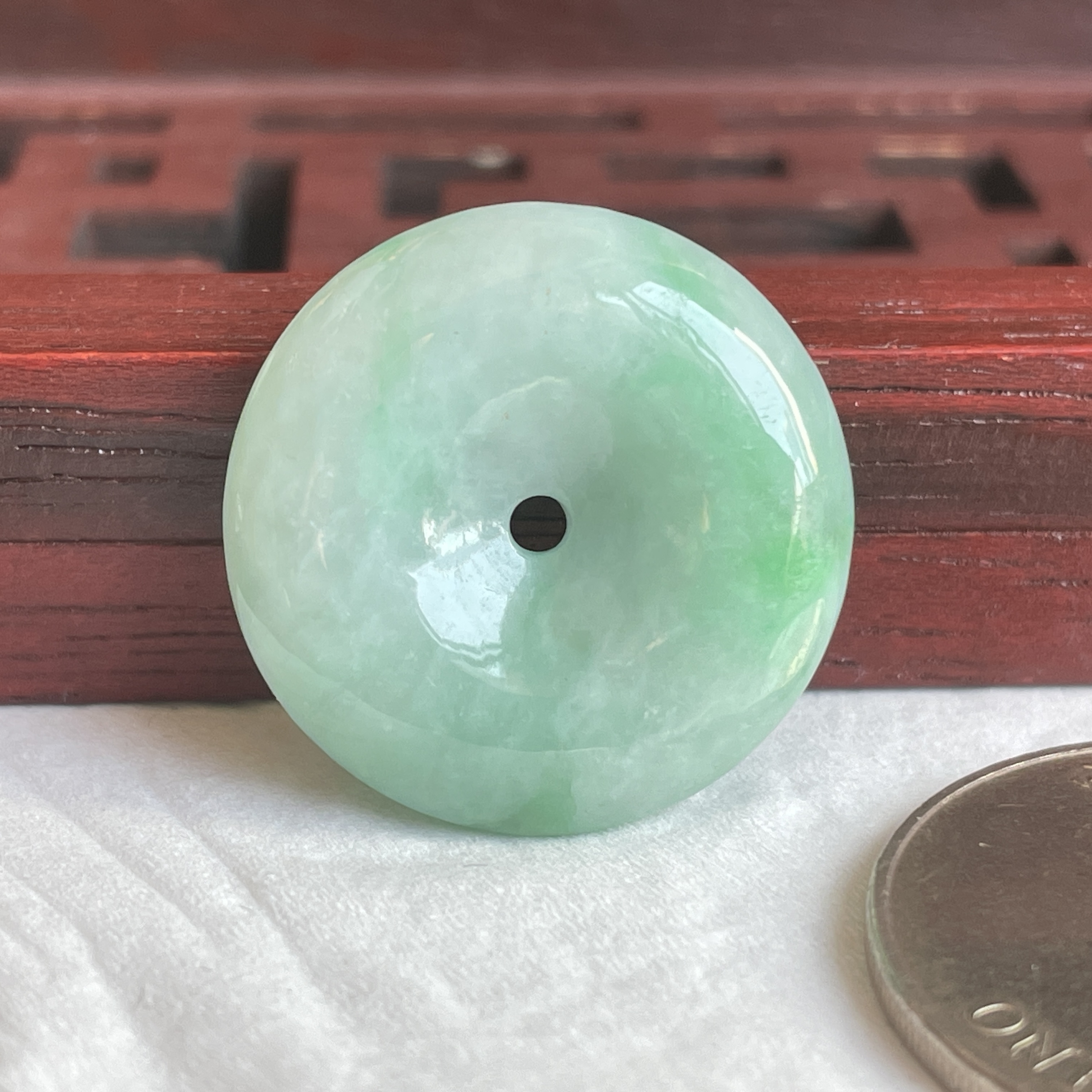 翡翠冰飄陽綠平安扣 (23mm直徑),天然翡翠A玉, 緬甸玉, Jade, Jadeite