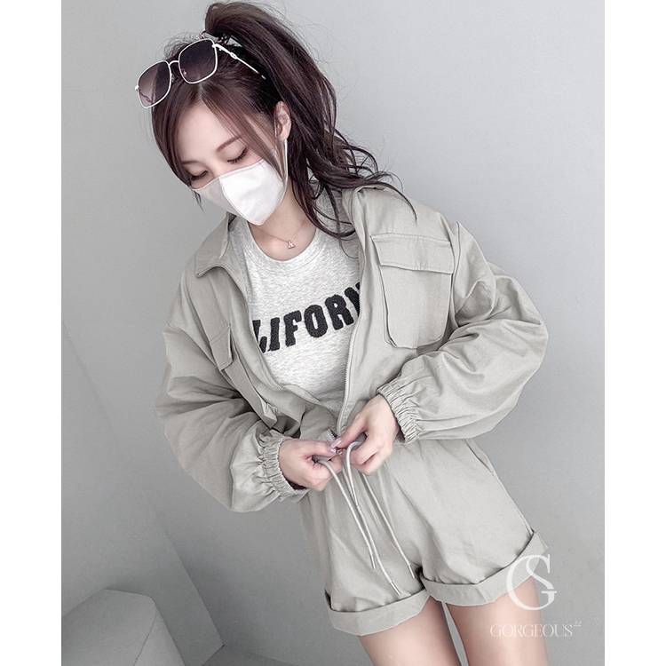 G6426 現貨「韓版一整套'外套 + 短褲SET」