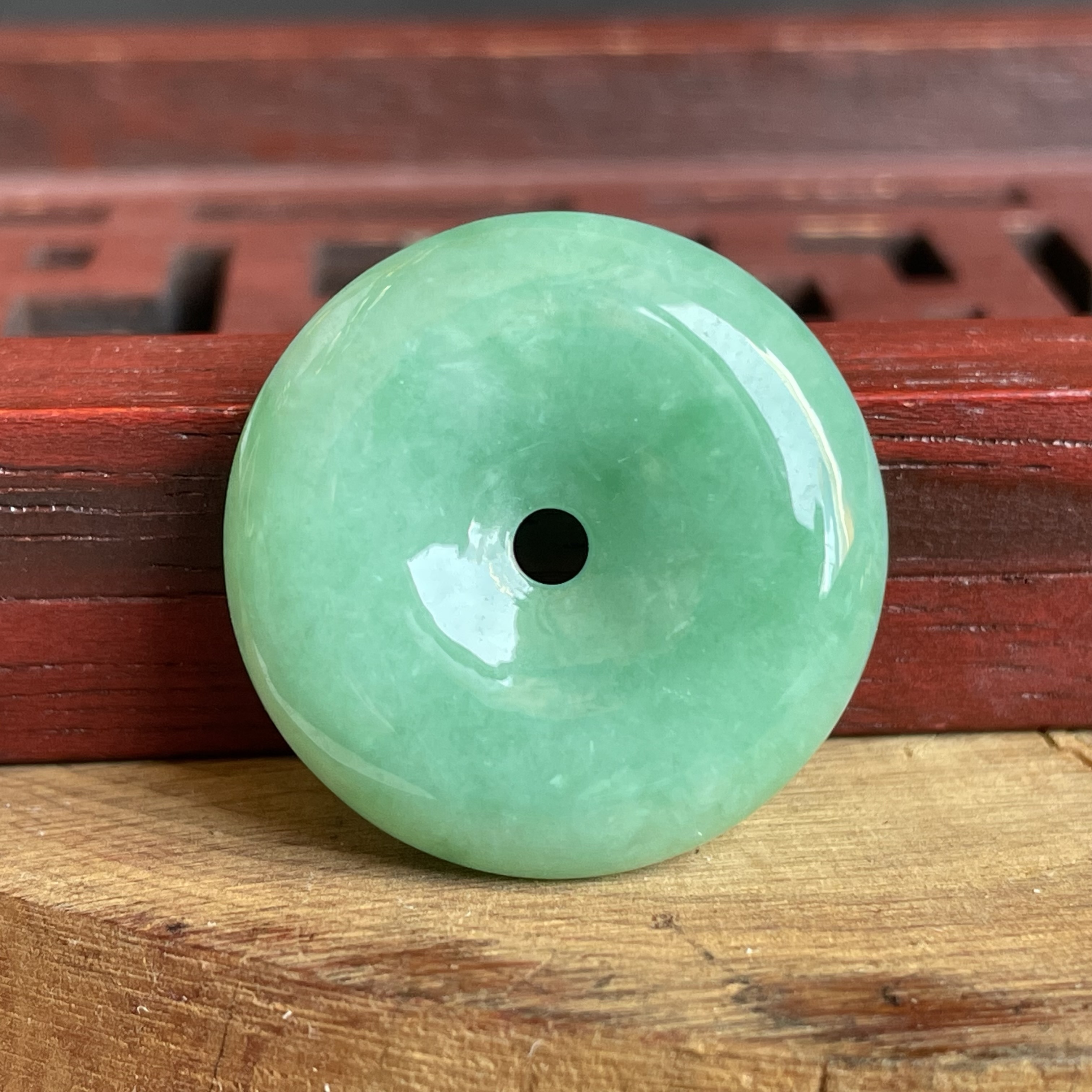翡翠冰陽綠平安扣 (24mm直徑),天然翡翠A玉, 緬甸玉, Jade, Jadeite