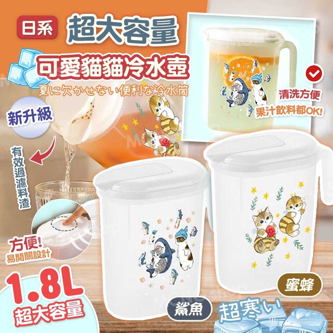 [M1988] [現貨] C281) 可愛貓貓大容量冷水壺 1.8L
