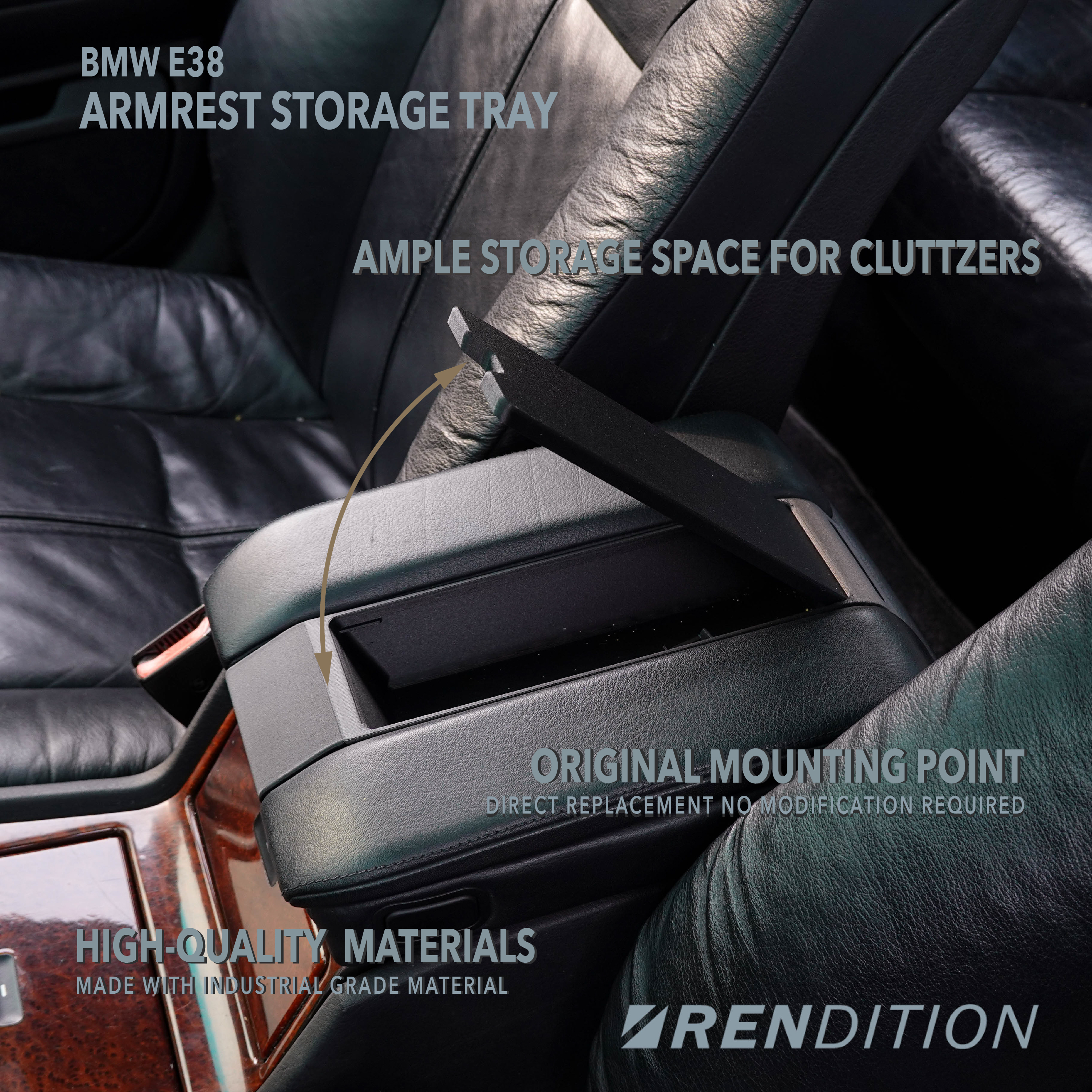 BMW E38 ARMREST STORAGE TRAY
