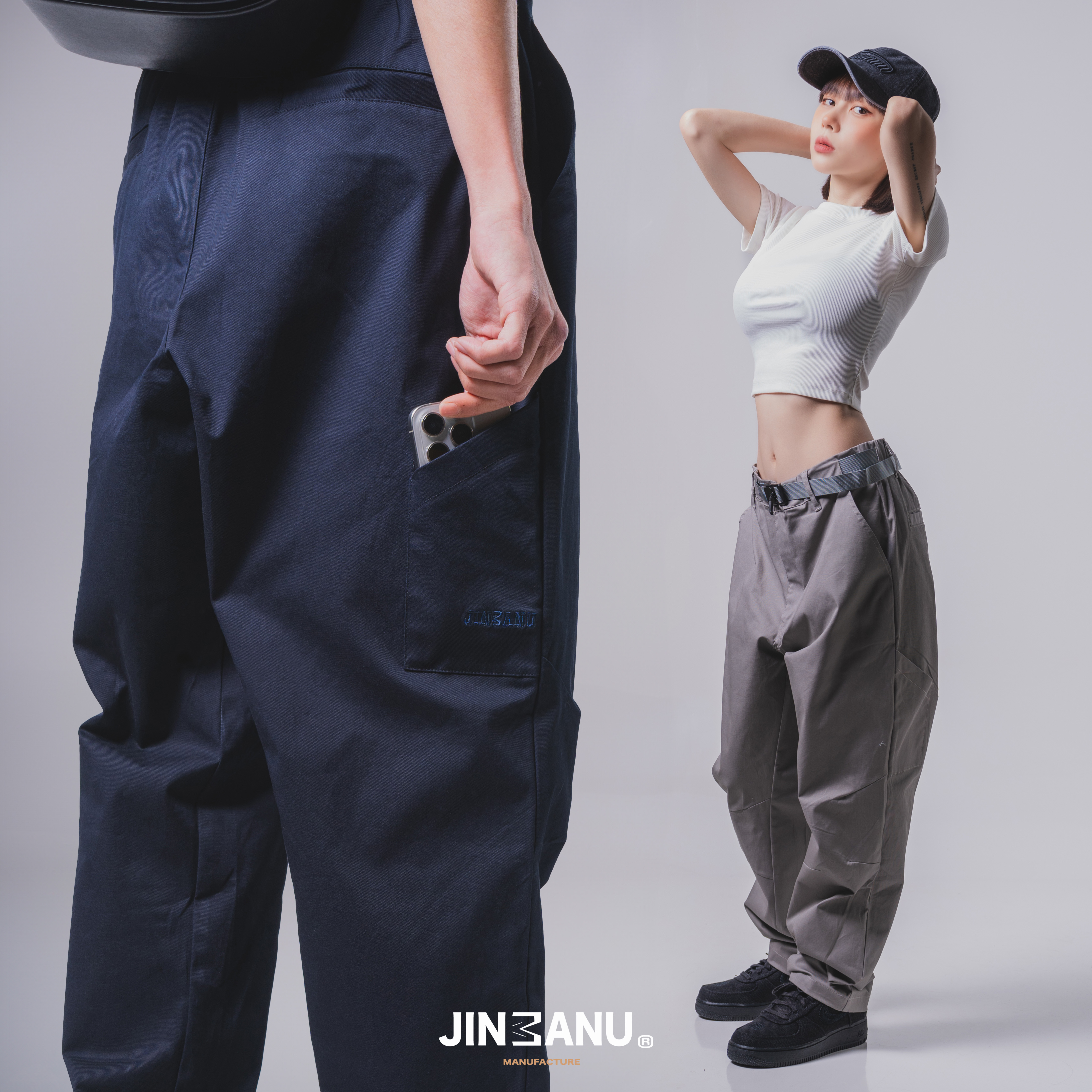 JINMANU JC-06 (SALE) 側口袋 磁吸扣腰帶 錐形 工作褲 長褲