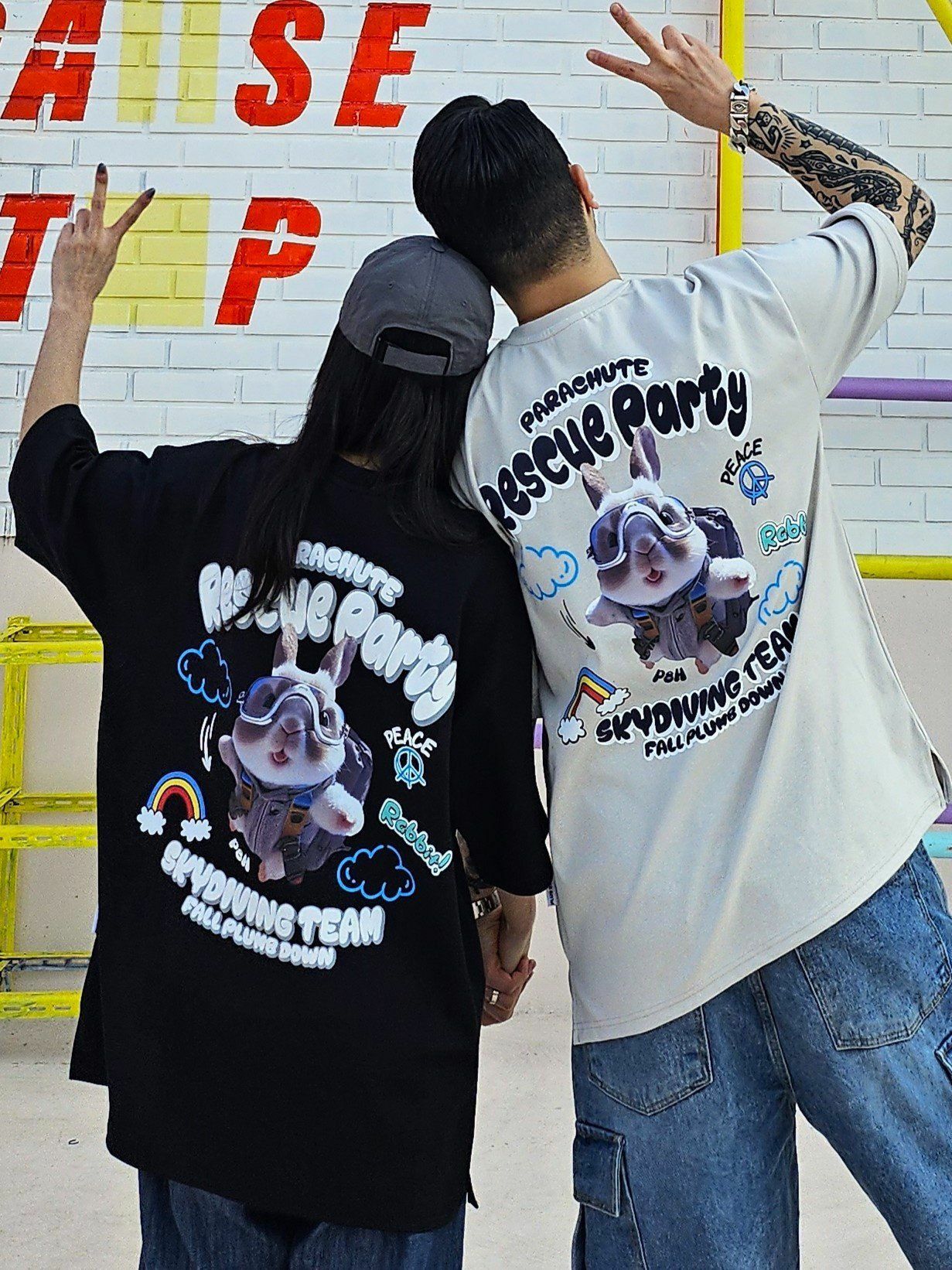 兔仔圖案英文字短袖Tee PLUS82HIYA-077T