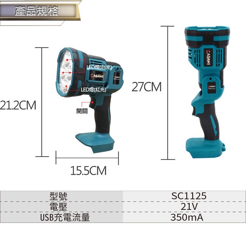 附發票｜SC1125｜ 牧田18V 鋰電握式照明燈 手電筒 照明燈 工作燈 紅外功能 角度調節