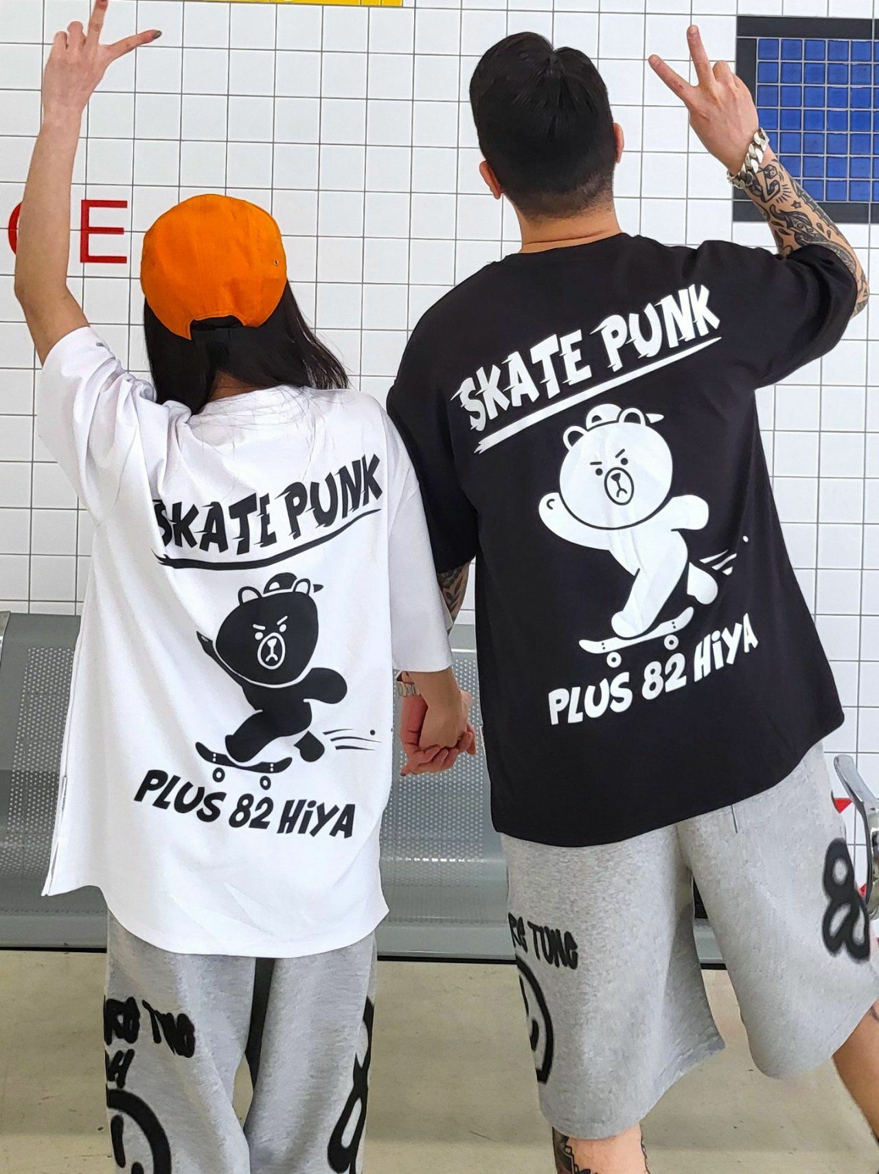 熊仔圖案英文字短袖Tee PLUS82HIYA-078T