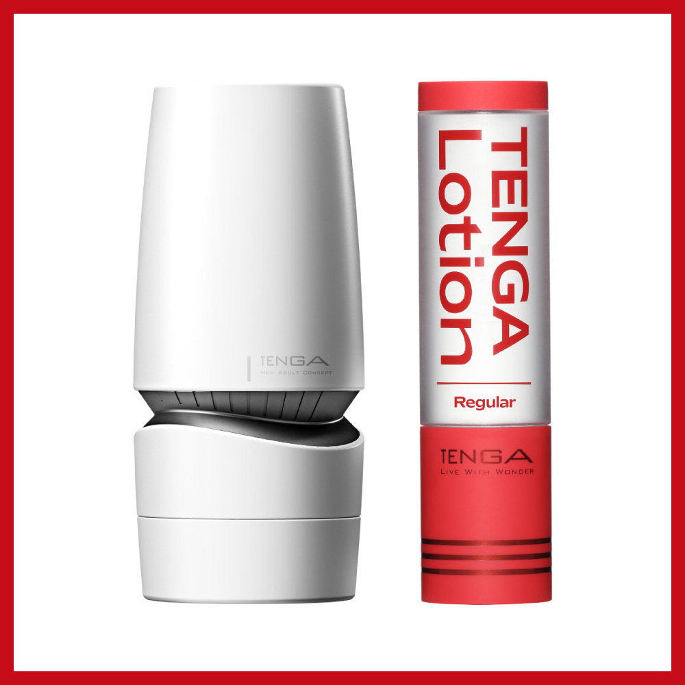 TENGA AERO 銀灰環+TENGA LOTION 紅