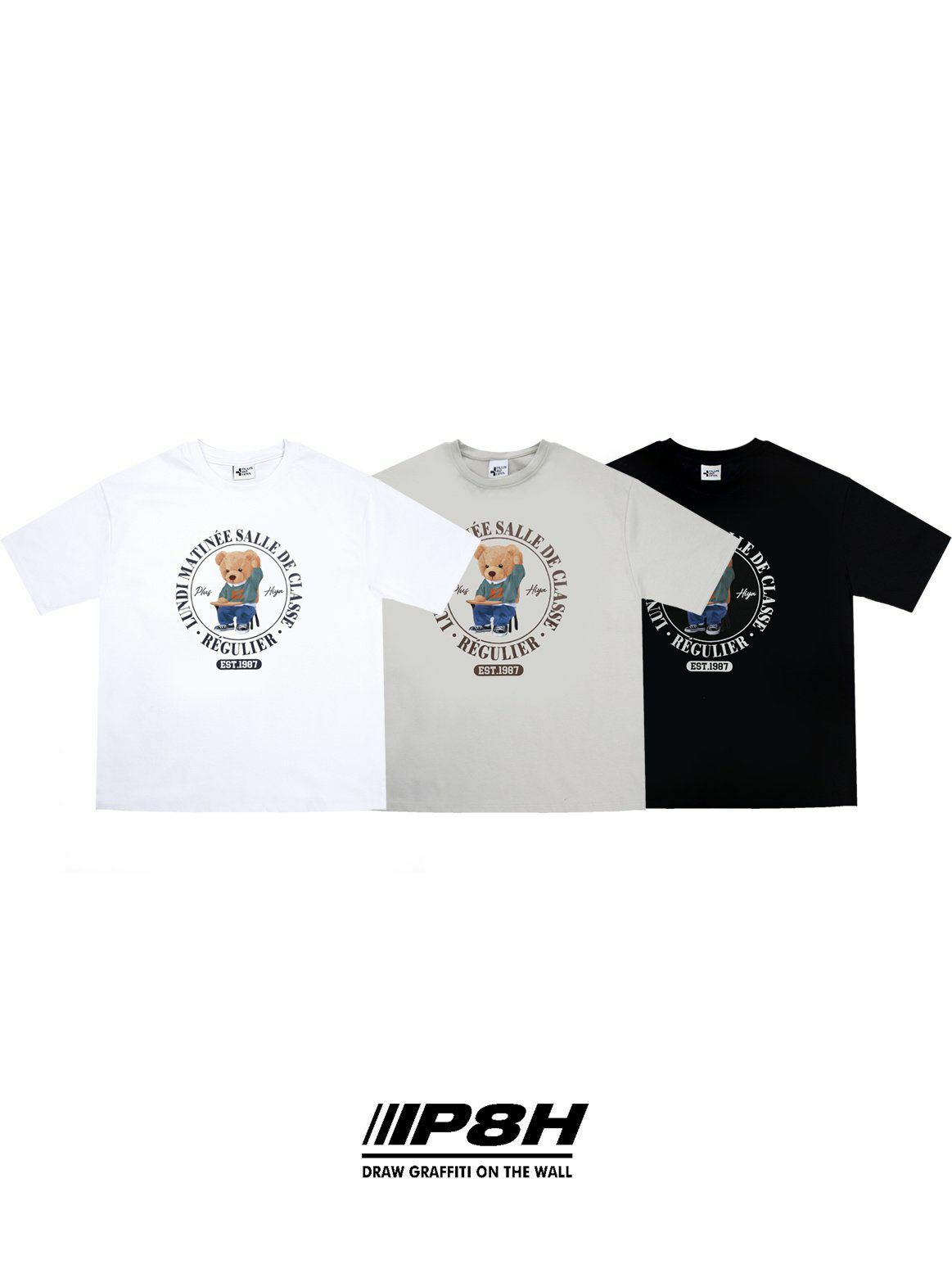 熊仔圖案英文字短袖Tee PLUS82HIYA-079T