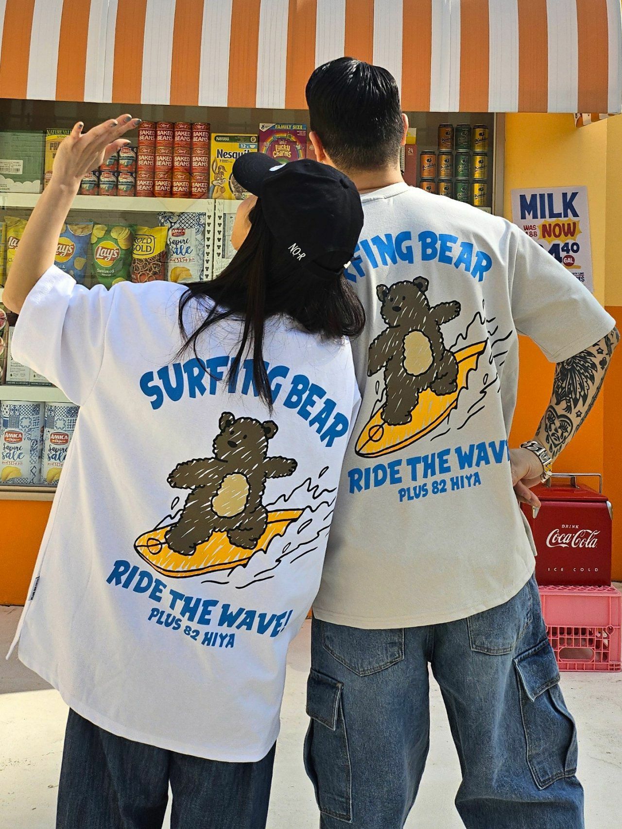 熊仔圖案英文字短袖Tee PLUS82HIYA-080T