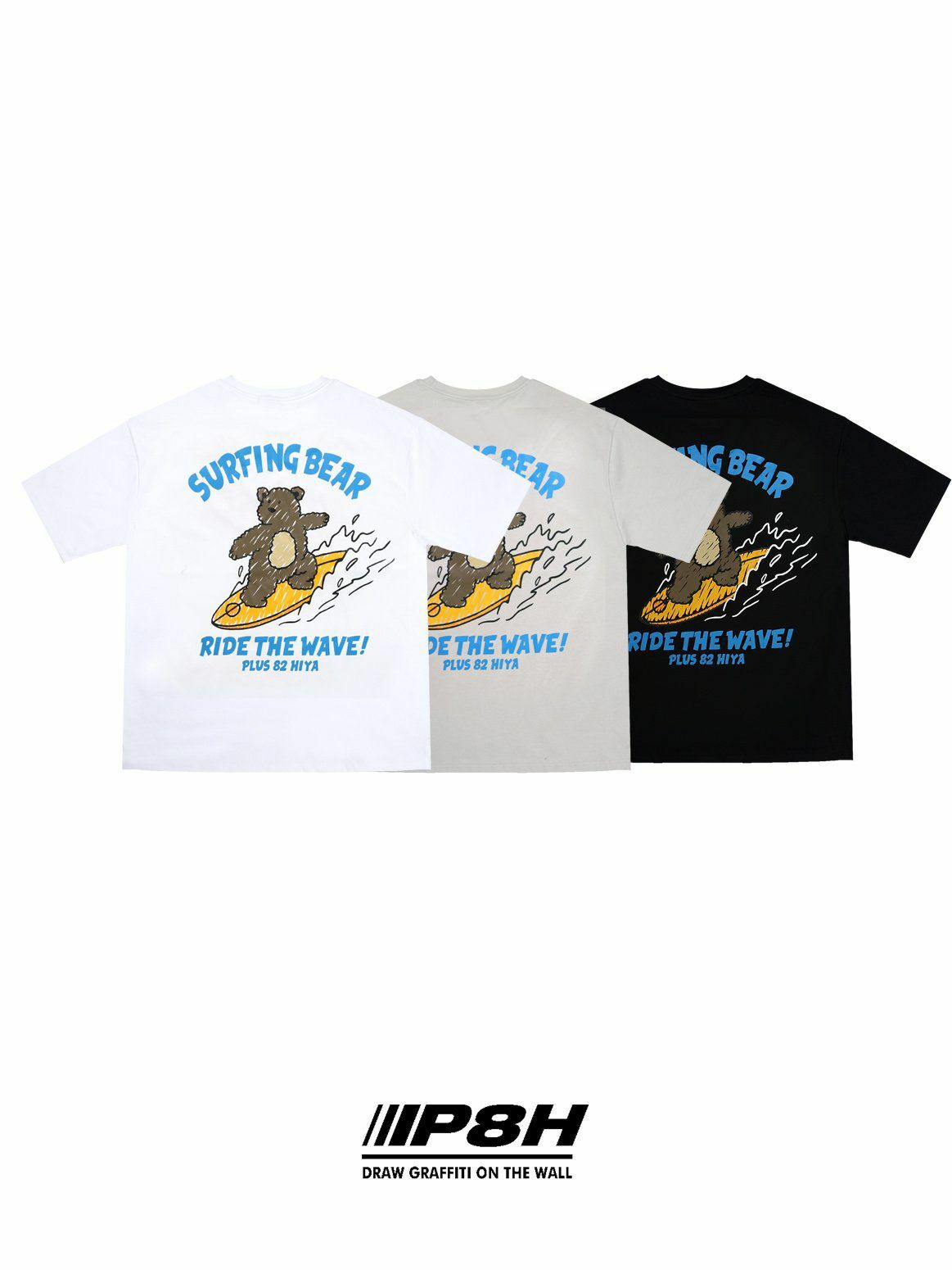 熊仔圖案英文字短袖Tee PLUS82HIYA-080T