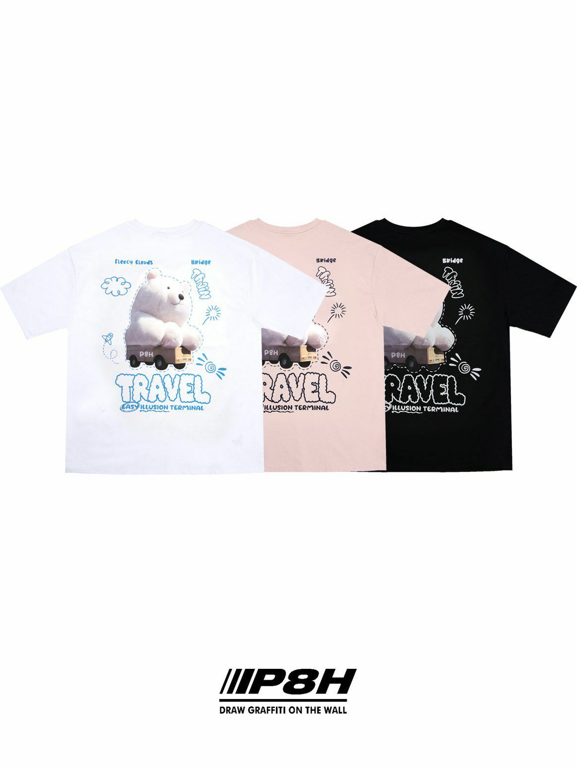 熊仔圖案英文字短袖Tee PLUS82HIYA-081T