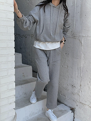 ᴴᴼᵀ ▸▸店長推薦◃◃ 秋冬新款/連帽棉套裝(簡約灰) MANIFEST正韓🇰🇷