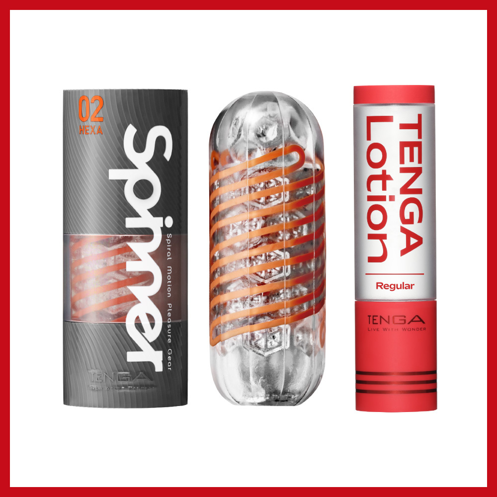 TENGA SPINNER 六角槍+TENGA LOTION 紅