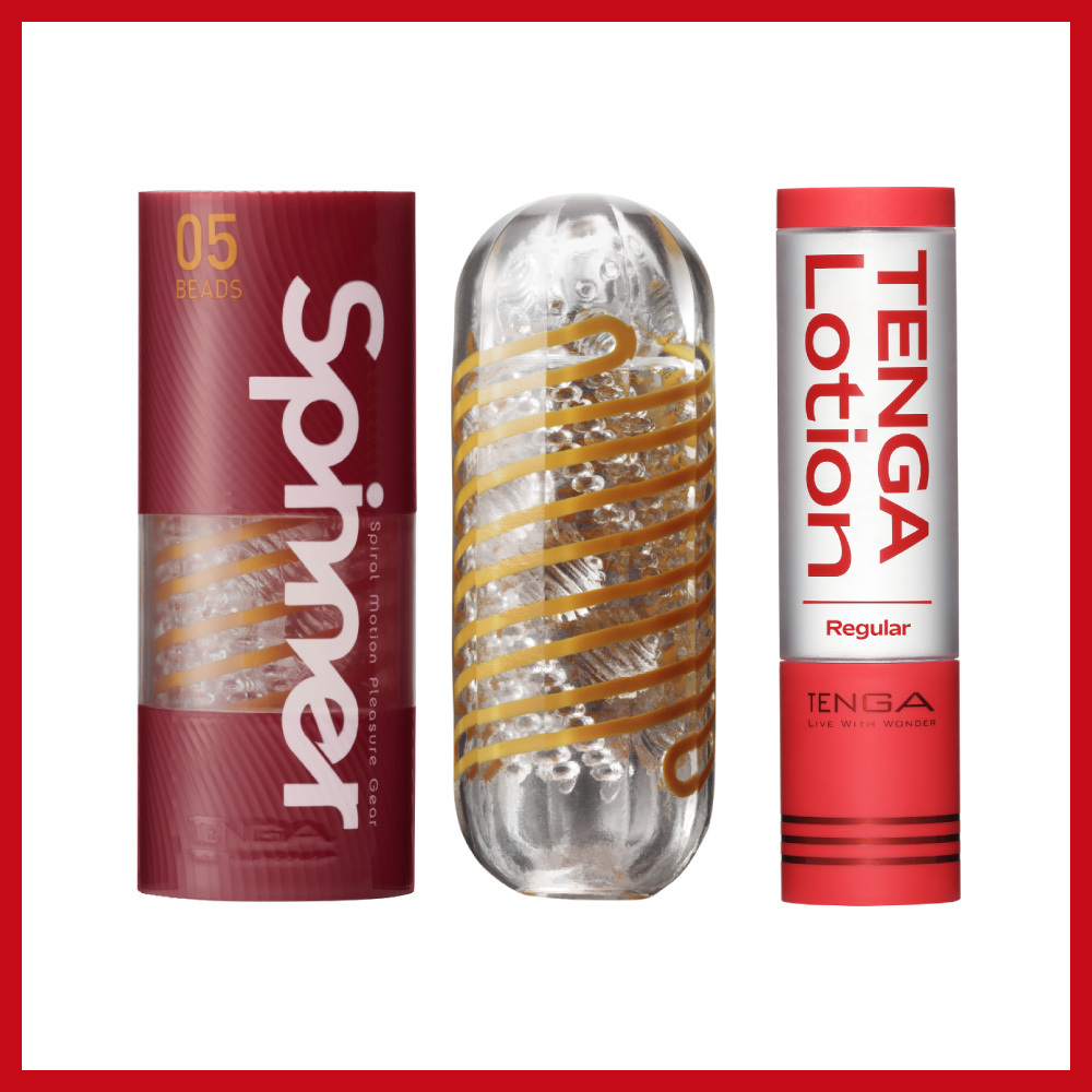 TENGA SPINNER 連環珠+TENGA LOTION 紅