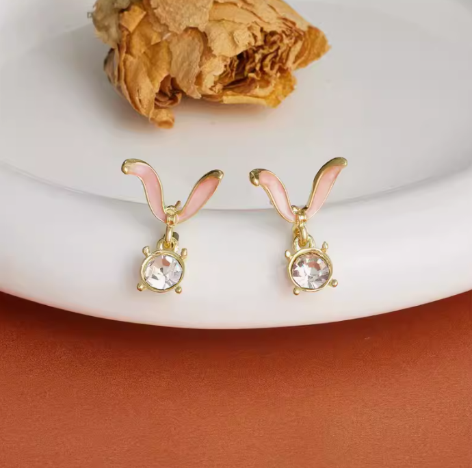 Sweet Bunny Zircon Stud Earrings