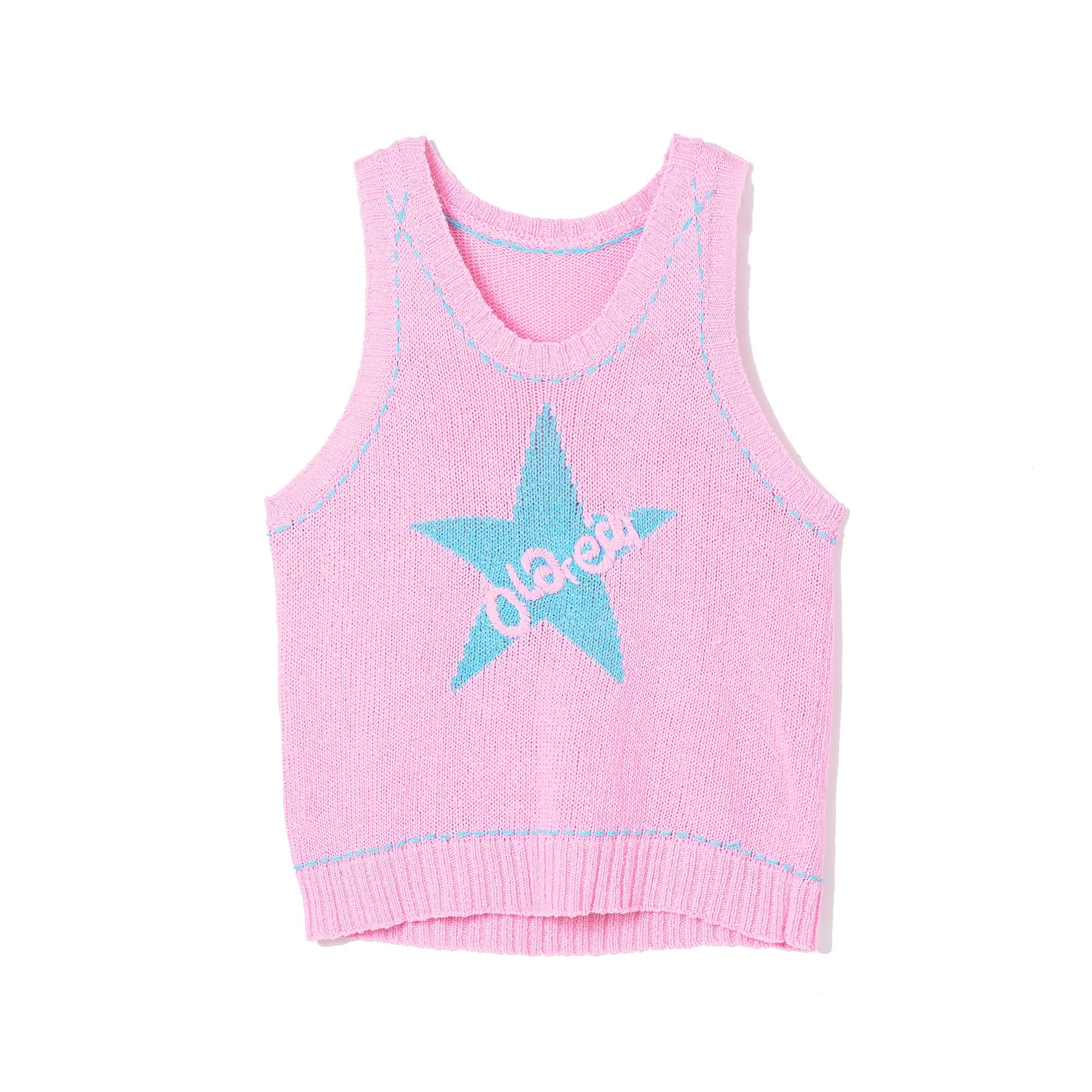 Plateau - logo knit vest 粉色