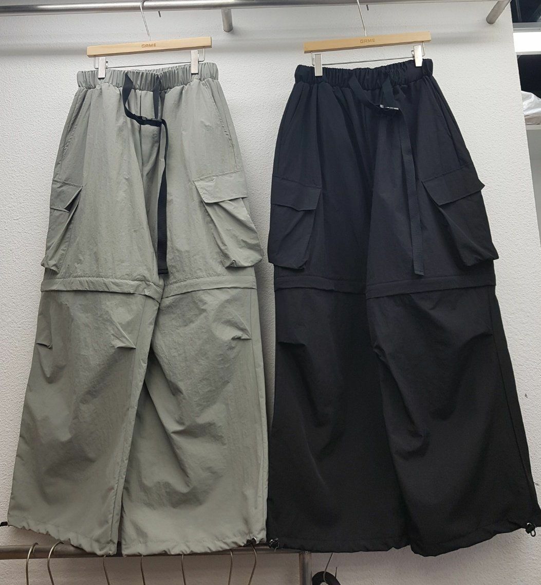 淨色拉鍊工裝鬆身褲 GAME-007P