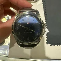[S] LUXURY WATCH TOMMY HILFIGER 1791449 ANALOG BLUE DIAL BROWN LEATHER BAND STRAP WATCH, 885997242080 (SZZ328)