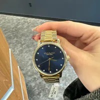 [S] LUXURY WATCH COACH 14503970 GRAND BLUE DIAL GOLD TONE STAINLESS STEEL WATCH, 885997459969 (SZZ326)