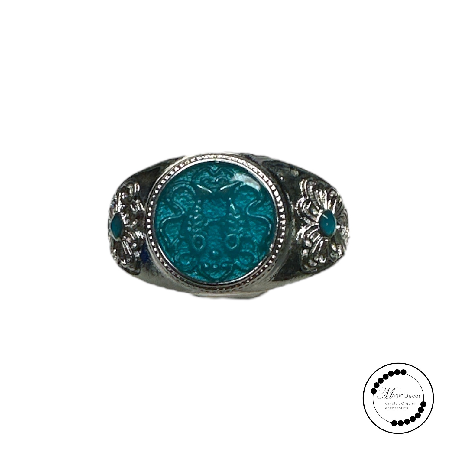 251110 - D44 雍宮八吉祥藍色戒指（年年有餘健康）（送布袋）