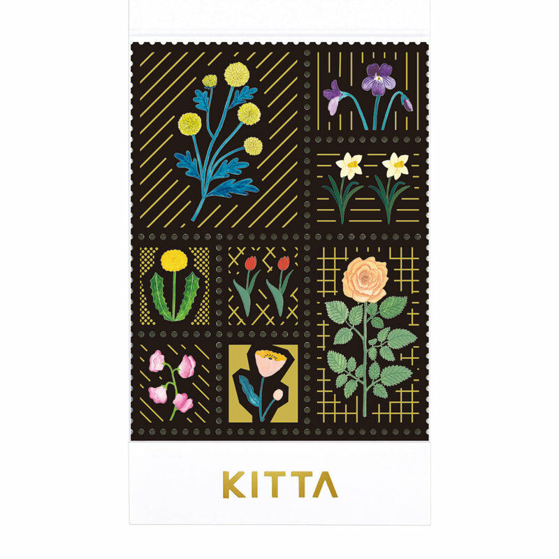 花 燙金郵票系列 隨身攜帶和紙膠帶 KITPP004｜日本 KITTA
