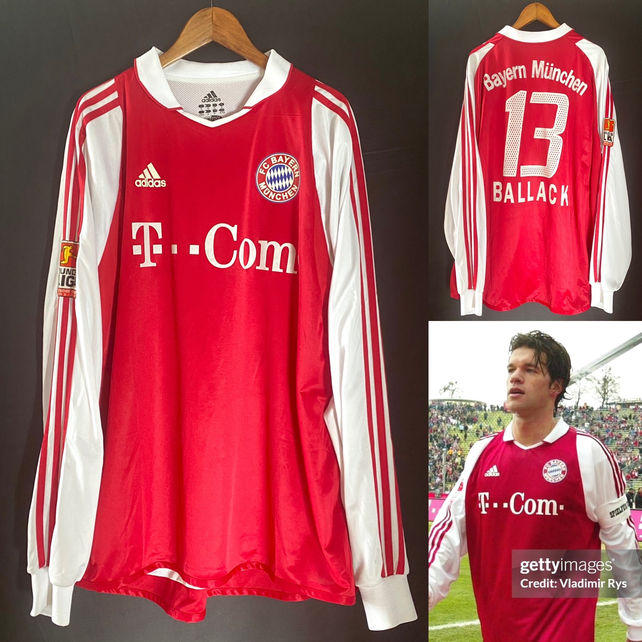 (Match Issue) Bayern Munich 2003-2004 Adidas Home Match Worn Issue Shirt #13 BALLACK
