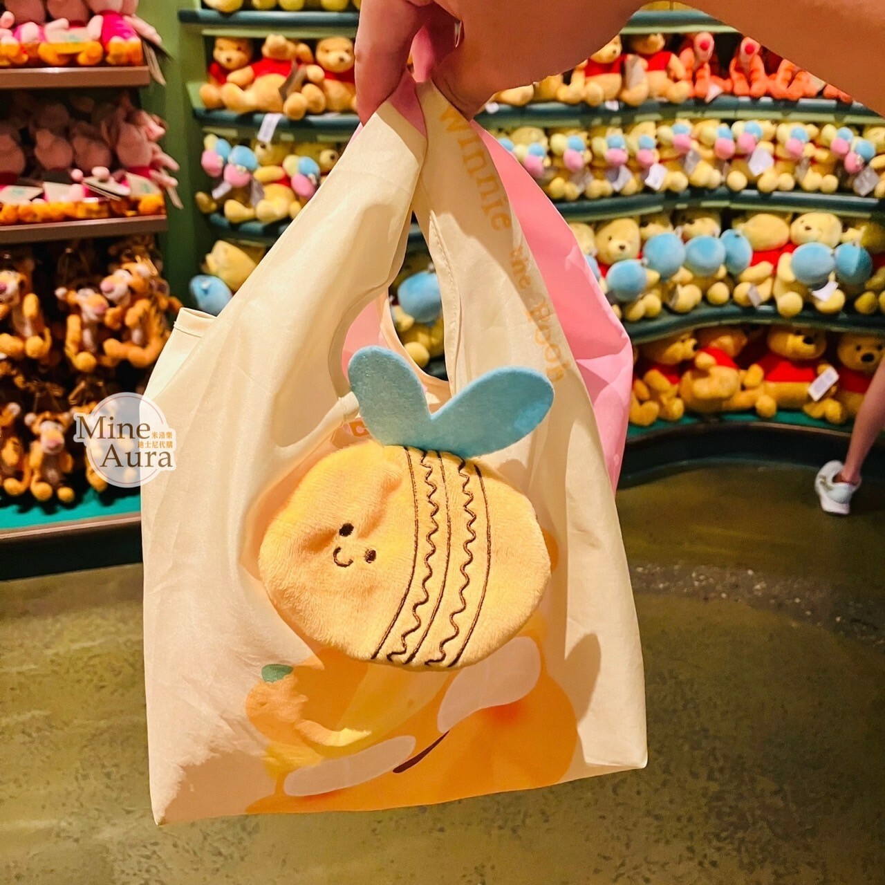 春日系列 小熊維尼 Winnie the Pooh 小蜜蜂造型 折疊收納 環保 購物袋 -香港迪士尼樂園