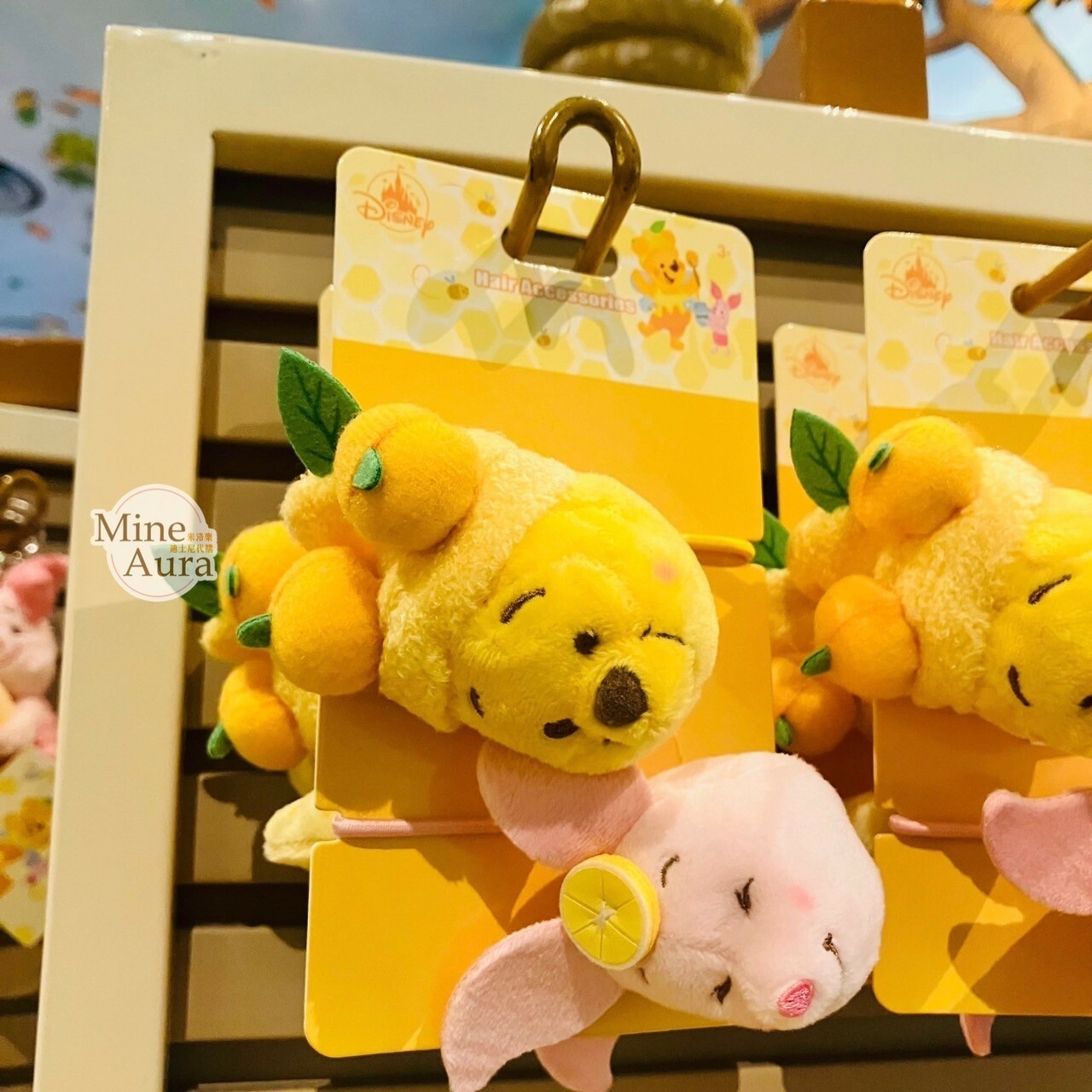 春日系列 小熊維尼 Winnie the Pooh 小豬 皮傑 piglet 絨毛造型 髮束 2入組 -香港迪士尼樂園