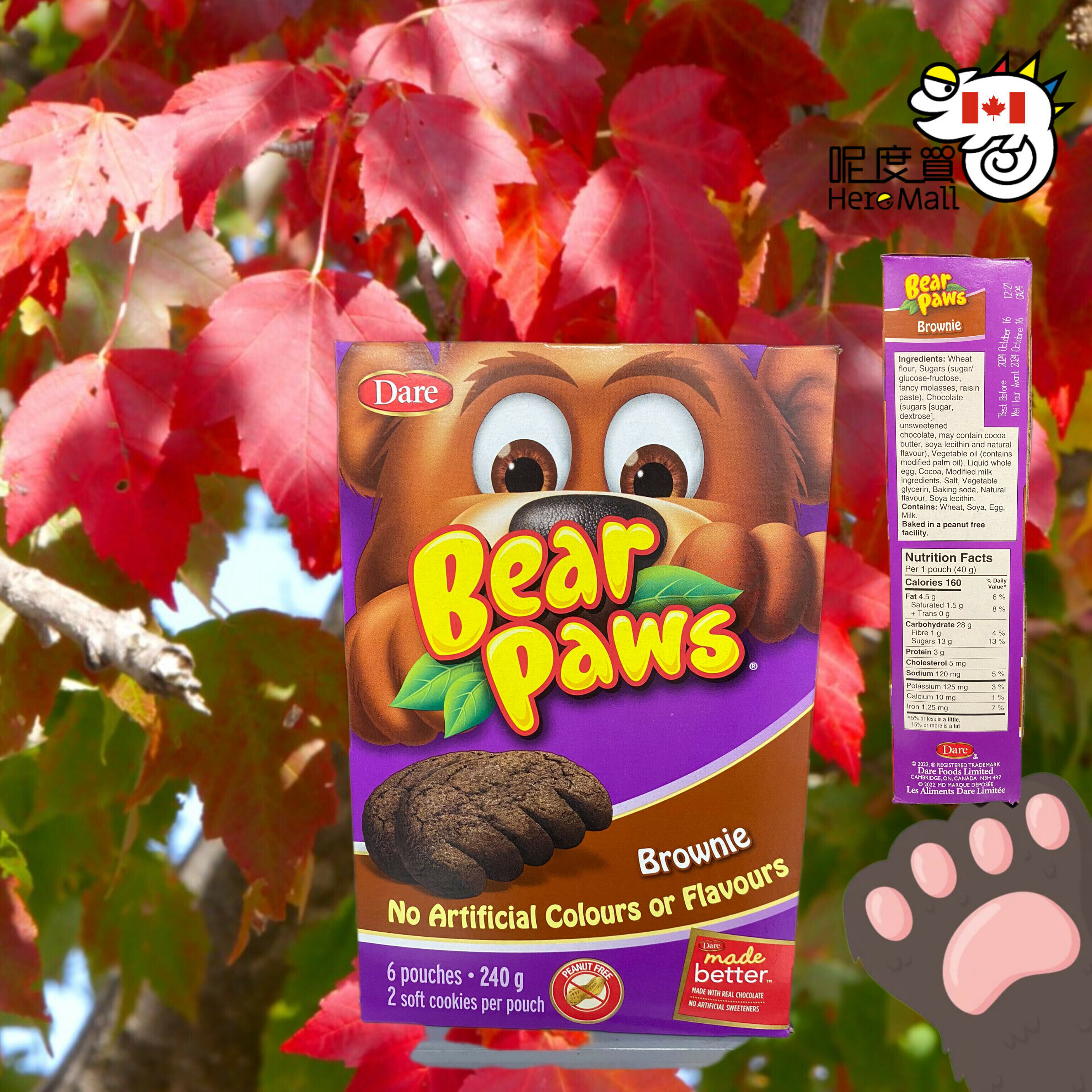 [加拿大直送] Dare 布朗尼熊熊掌軟曲奇 240g (逢星期日截單,7至10個工作天送貨)