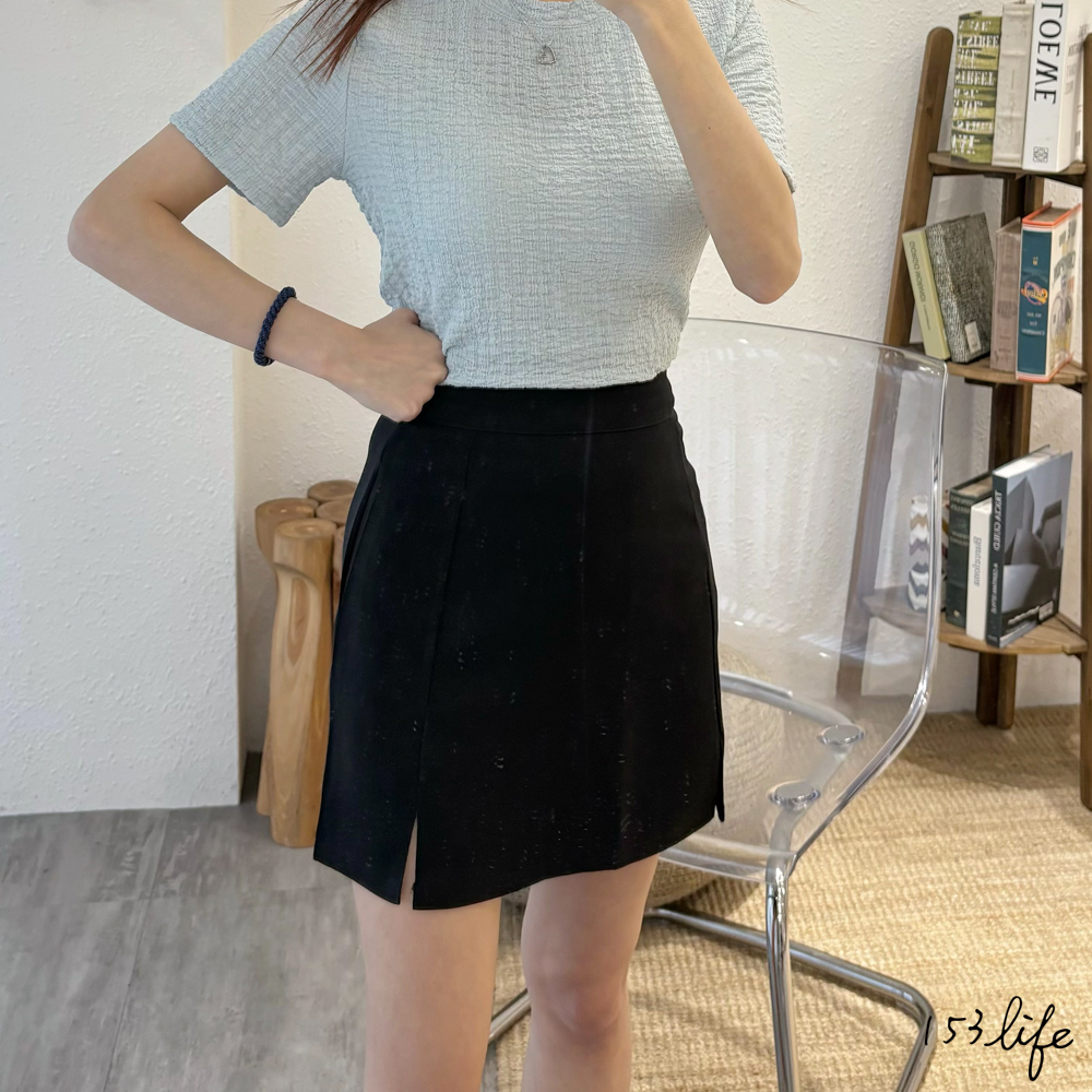 西裝包臀後拉鍊側小開衩短裙(XXS-L)